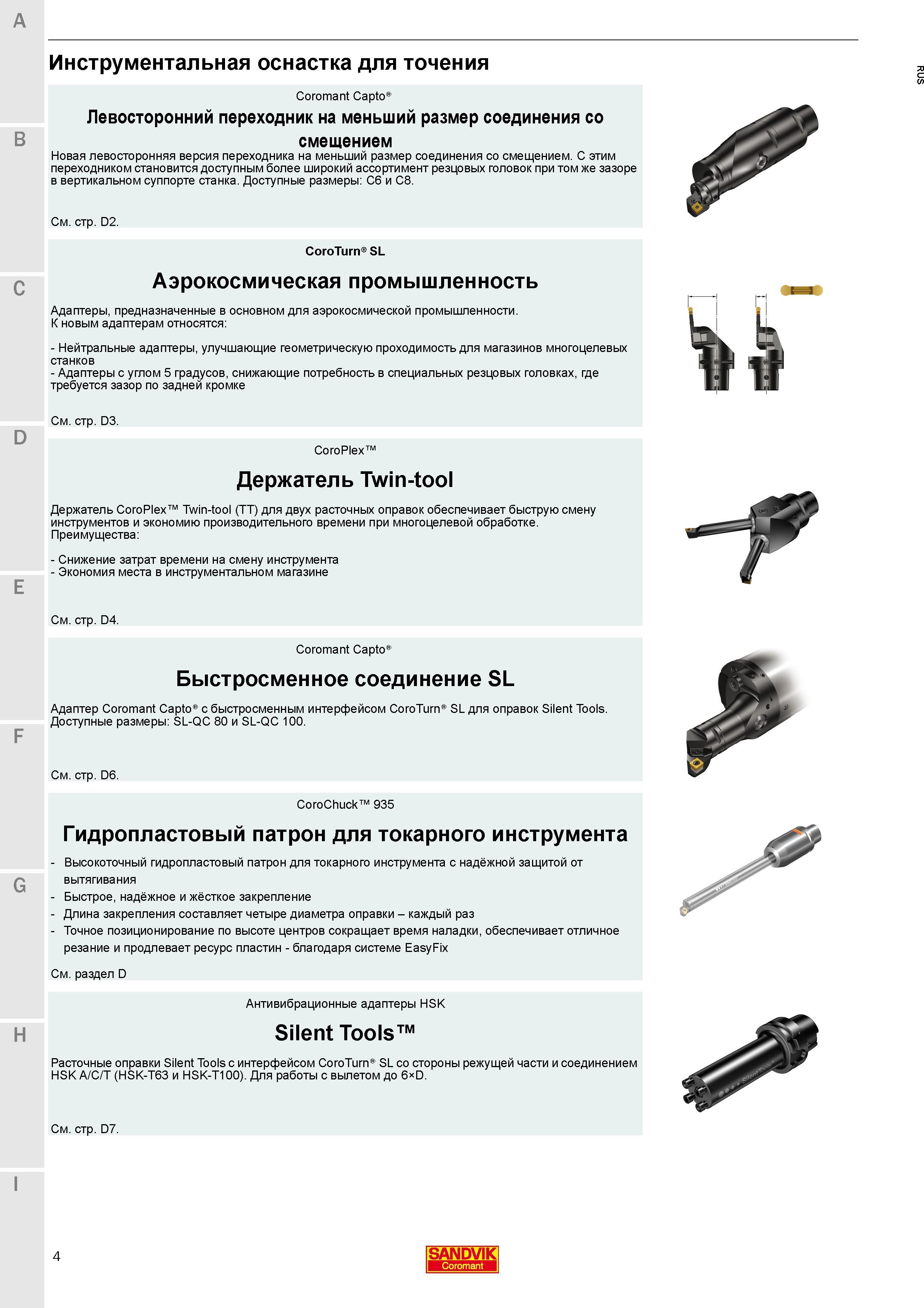 6 Обзор новой инструментальной оснастки Sandvik Coromant Гидропластовый патрон CoroChuck 935 для токарного инструмента с защитой от вытягивания Каталог SANDVIK COROMANT 2018 Новый инструмент Режущие сменные твердосплавные пластины и СРП из сверхтвердых материалов Насадные и концевые фрезы Метчики 18.1 Стр. 4