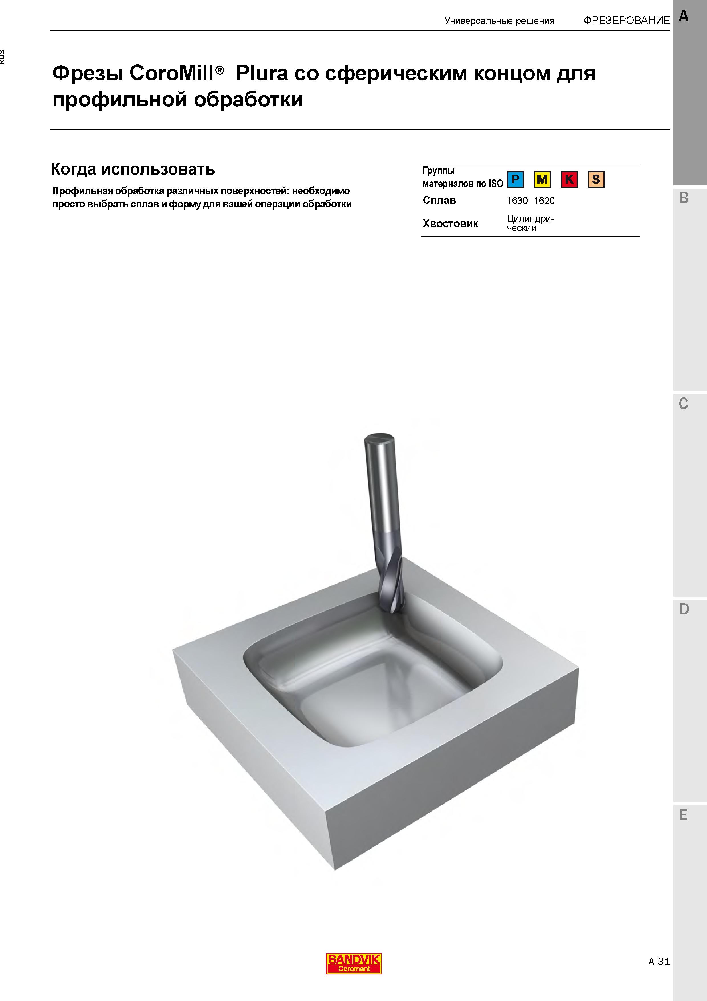 37  Каталог SANDVIK COROMANT 2020 Цельный металлорежущий инструмент Спиральные сверла Твердосплавные фрезы Развертки Метчики Стр. A31