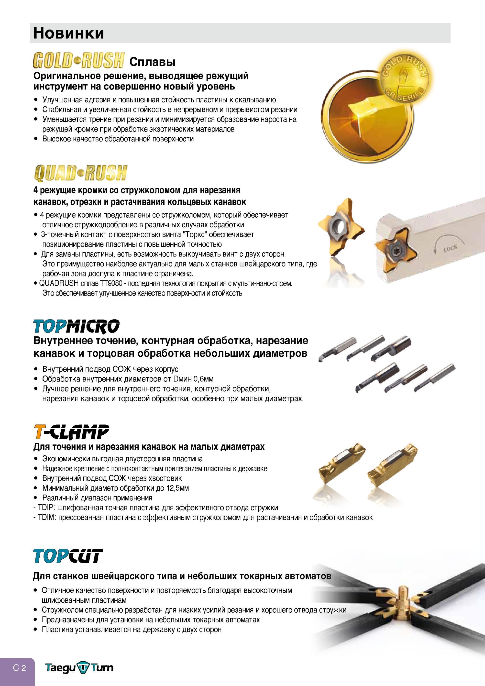 232 Токарный мелкоразмерный инструмент TaeguTec Top Micro для внутреннего точения контурной обработки нарезания канавок и торцовой обработки небольших диаметр Каталог TAEGUTEC 2013 Режущий инструмент и инструментальная оснастка Стр. C2