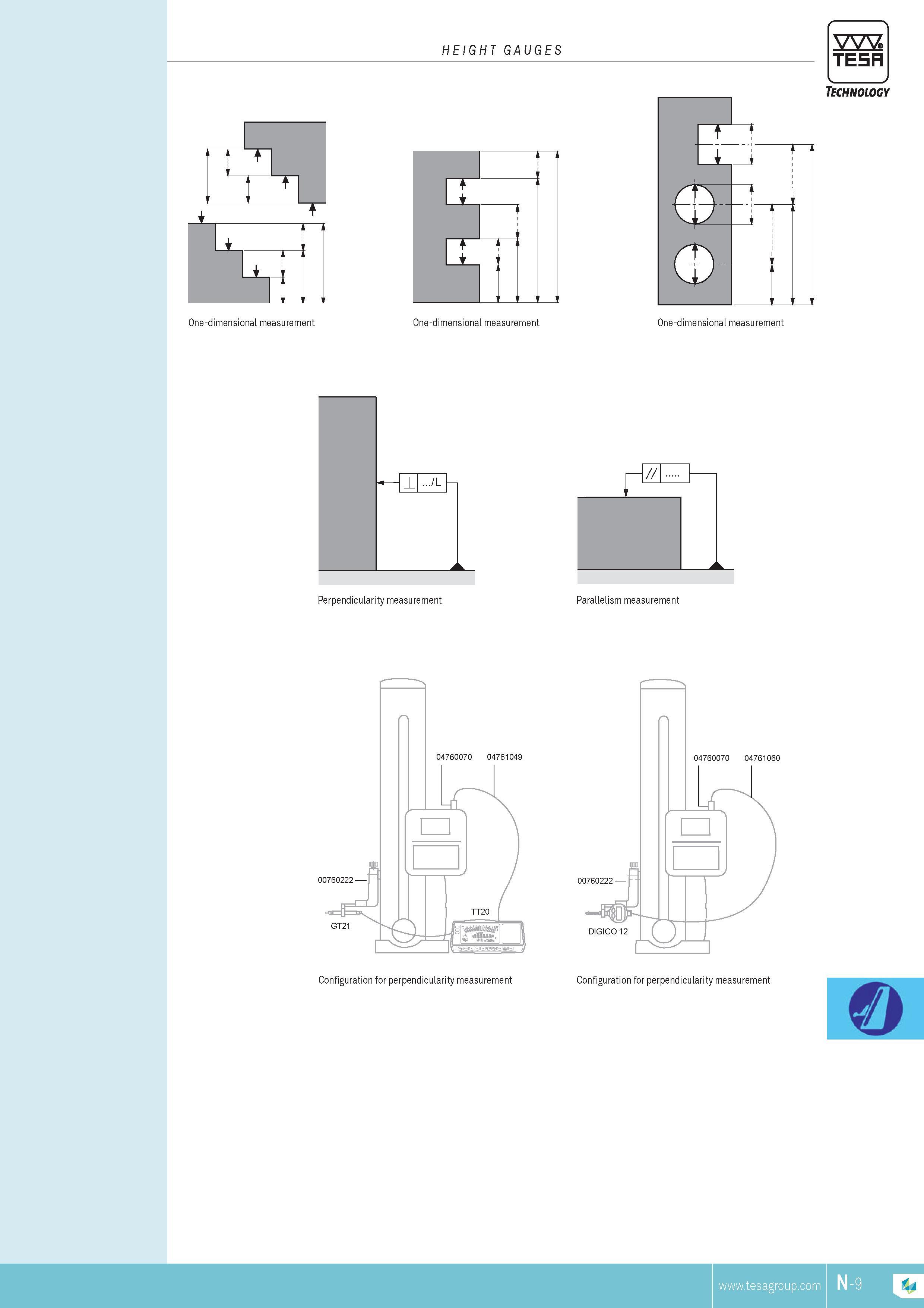 270 HEIGHT GAUGES TESA One-dimensional MEASUREMENT Technology Каталог TESA 2014 Контрольно-измерительный инструмент и оборудование Стр. N-9 ENG