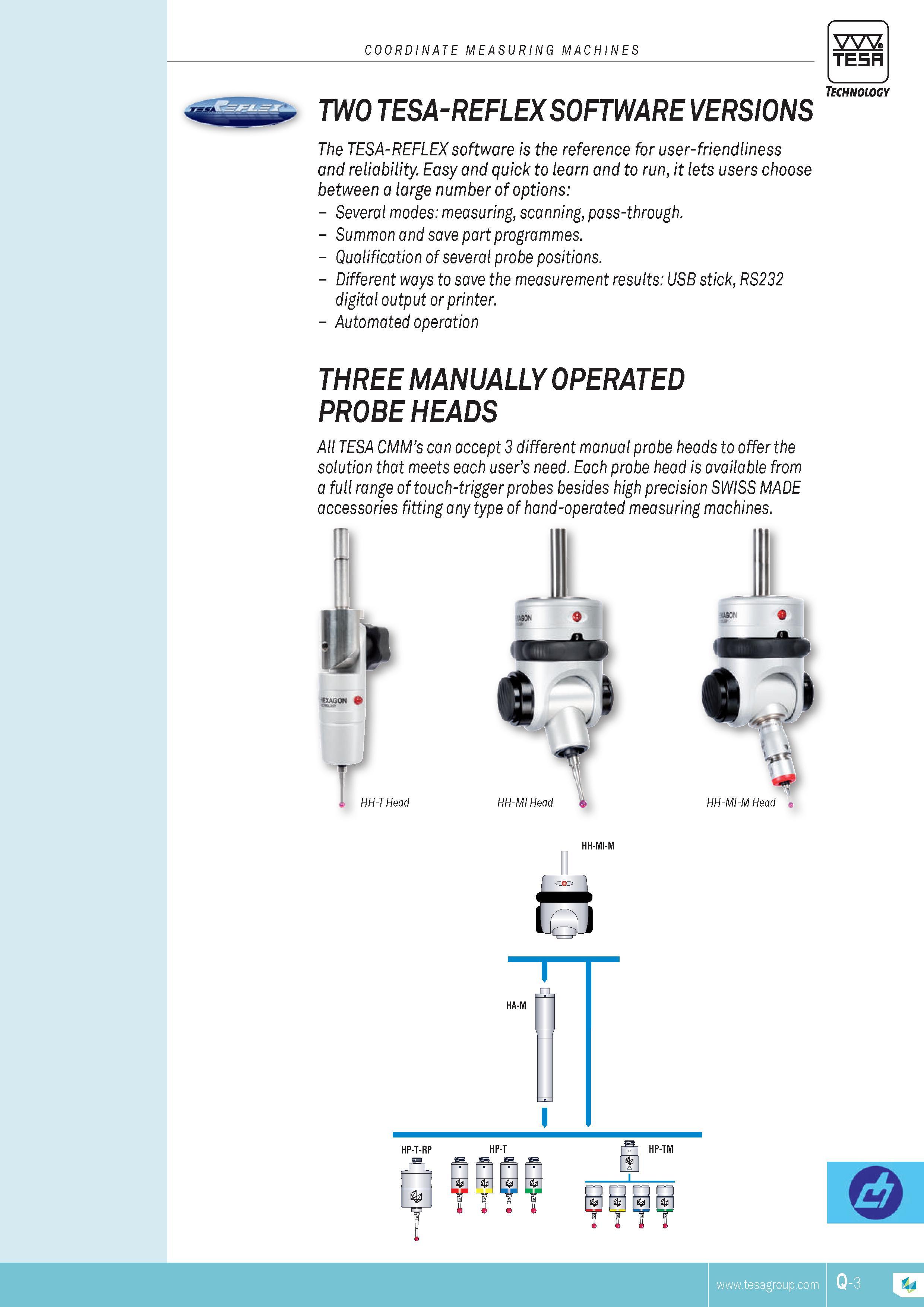 394 COORDINATE MEASURING MACHINES TESA TWO TESA-REFLEXSOFTWARE VERSIONS The TESA-REFLEX software is the reference for user-friendliness and reliability Ea Каталог TESA 2014 Контрольно-измерительный инструмент и оборудование Стр. Q-3 ENG