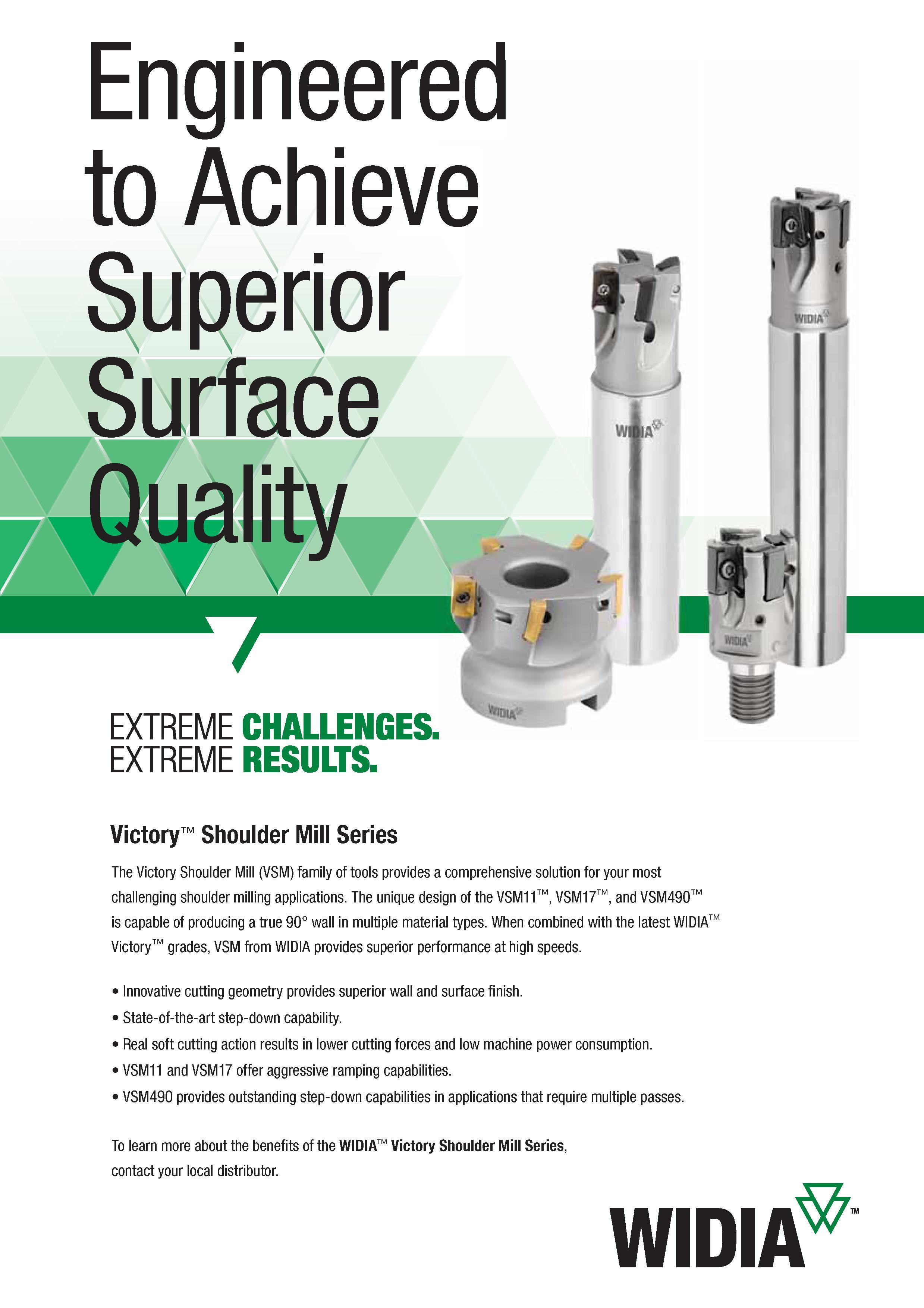 825 The Victory Shoulder Mill (VSM) family of tools provides a comprehensive solution for your most challenging shoulder milling applications The uniqu Каталог WIDIA 2017 Металлорежущий инструмент Стационарный и вращающийся для металлообрабатывающих станков и оборудования Стр. J17 ENG