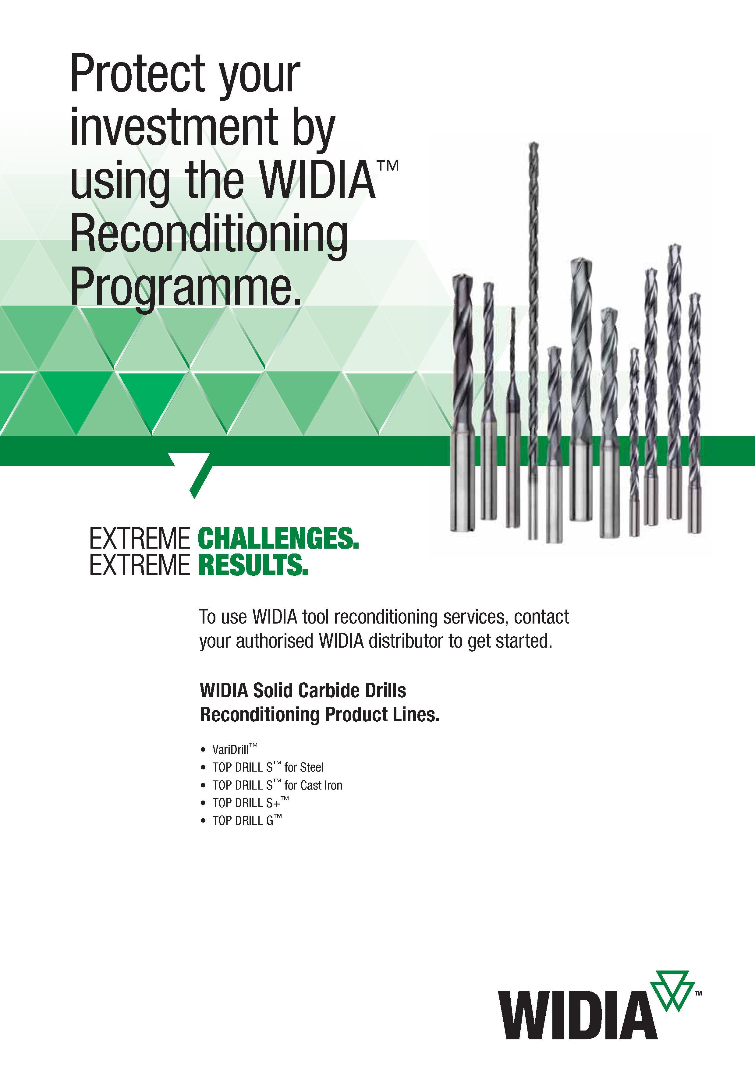 1509 Protect your investment by using the Widia Reconditioning Programme EXTREME CHALLENGES EXTREME RESULTS To use Widia tool reconditioning services, c Каталог WIDIA 2017 Металлорежущий инструмент Стационарный и вращающийся для металлообрабатывающих станков и оборудования Стр. T141 ENG