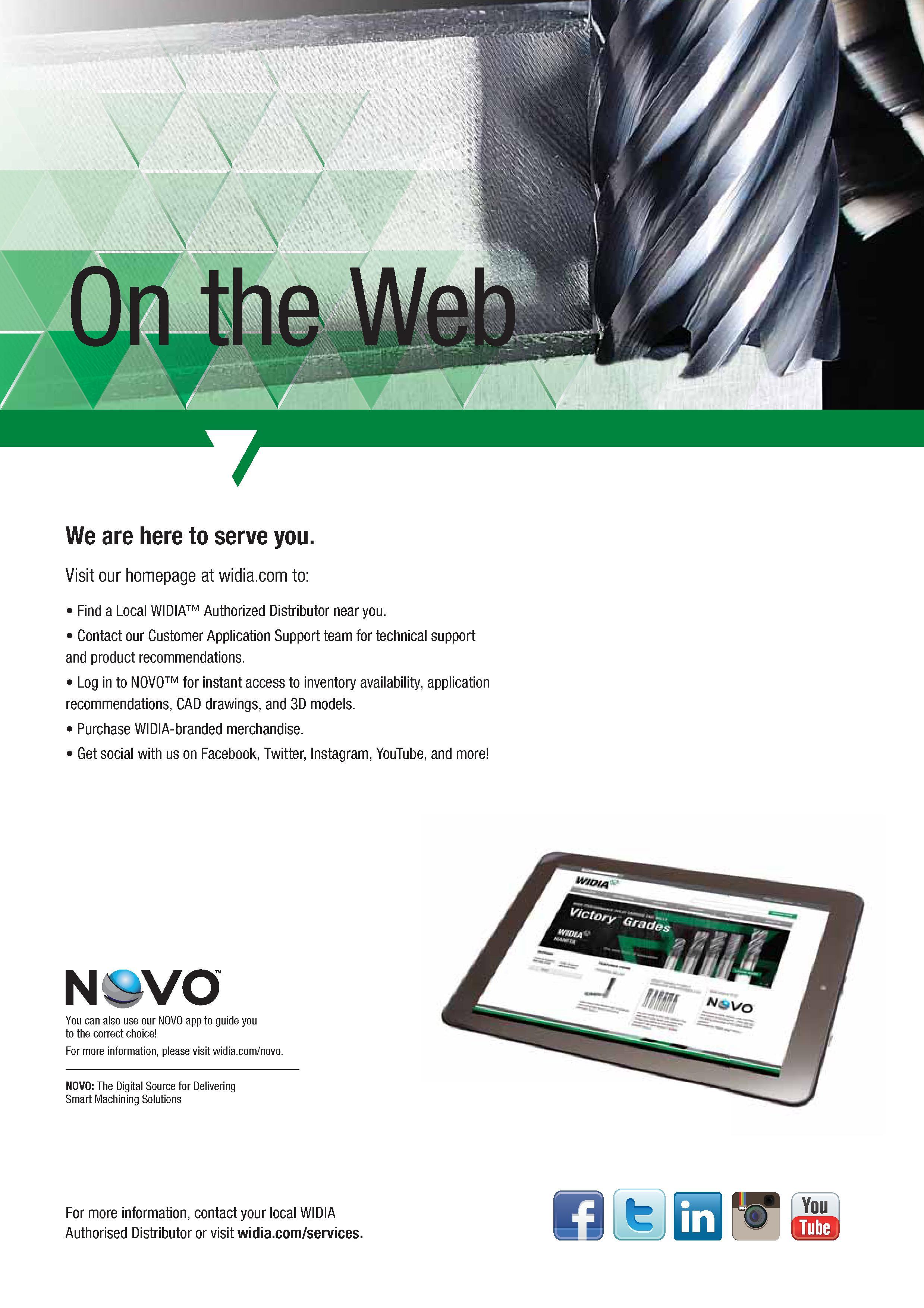 1566 We are here to serve you Visit our homepage at to Find a Local Widia Authorized Distributor near you Contact our Customer Application Support team Каталог WIDIA 2017 Металлорежущий инструмент Стационарный и вращающийся для металлообрабатывающих станков и оборудования Стр.  ENG