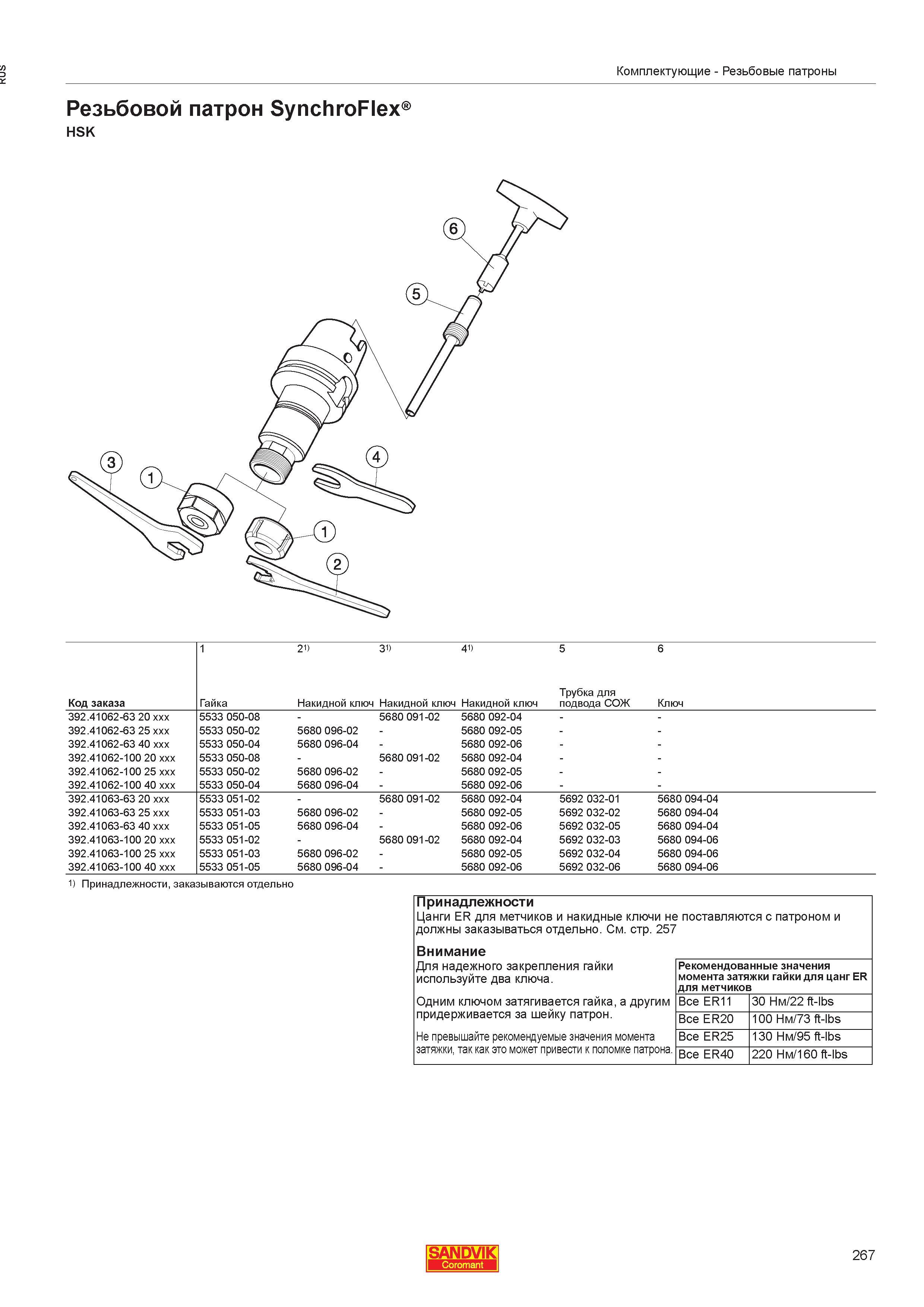 269  Каталог SANDVIK COROMANT 2013 Метчики и инструментальная оснастка для резьбонарезания внутренней резьбы в отверстиях Стр. 267