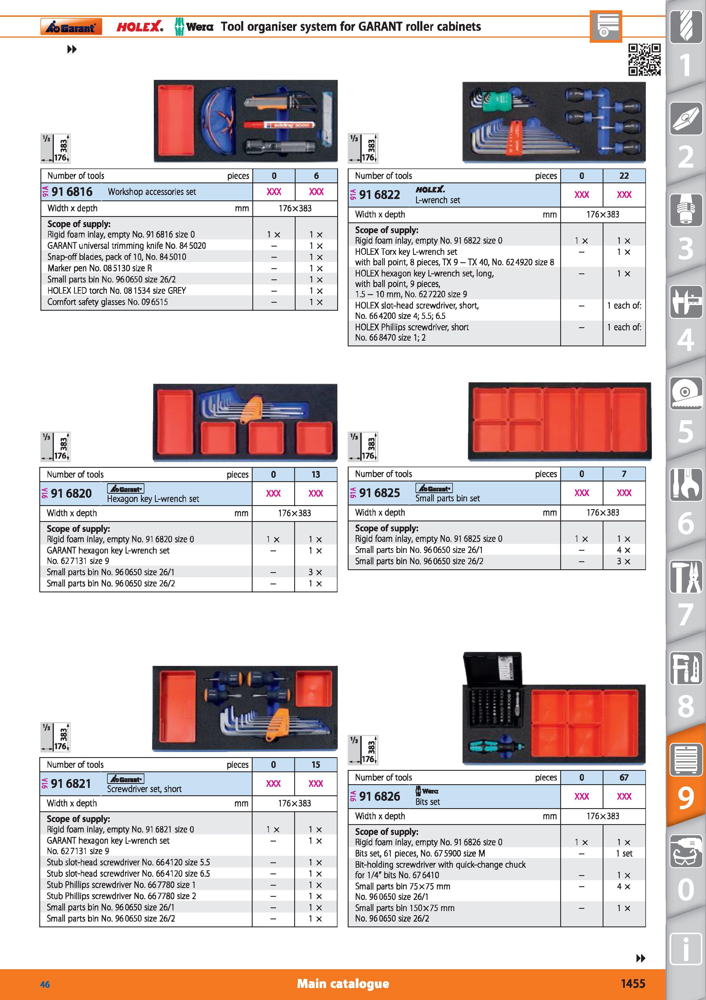 1455 Garant HOLEX Wera Tool organiser system for GARANT roller cabinets Vi 00 m 176 i ( \t\ Number of tools pieces 0 6 91 6816 Workshop accessories se Каталог HOFFMANN GROUP 2015 Инструмент режущий слесарный измерительный абразивный Оборудование Комплексные поставки для промышленных предприятий Стр. 1455 ENG