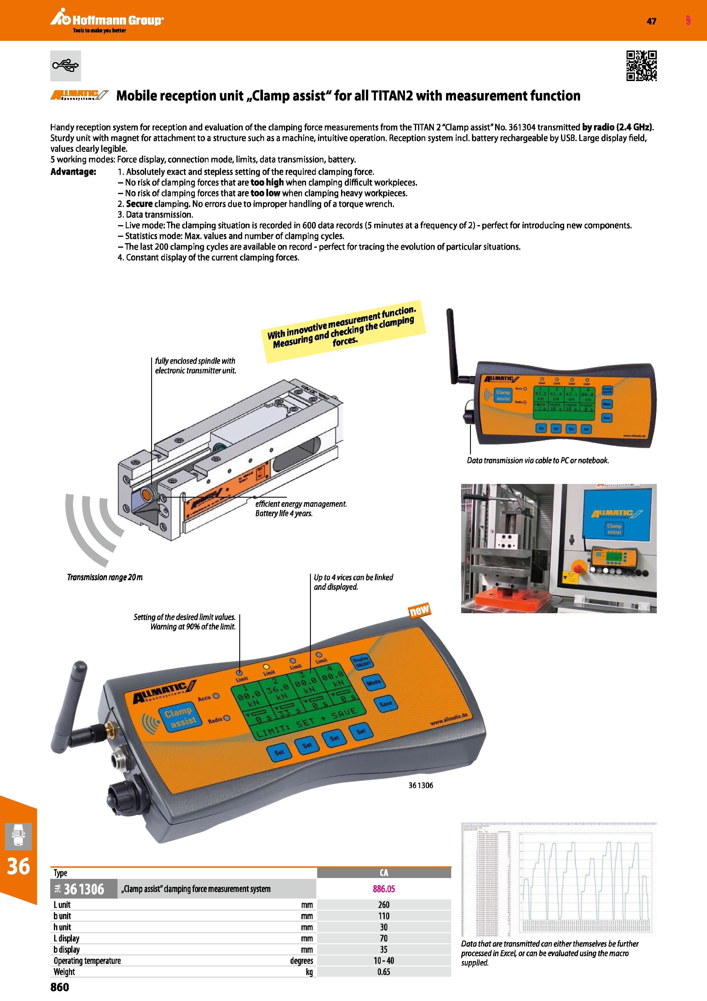 860 Hoffmann Group 47 Mobile reception unit „Clamp assist for all TITAN2 with measurement function Handy reception system for reception and evaluatio Каталог HOFFMANN GROUP 2016 Станочный режущий и вспомогательный инструмент для металлорежущих универсальных станков центров и комплексов с ЧПУ Версия 47 Стр. 860