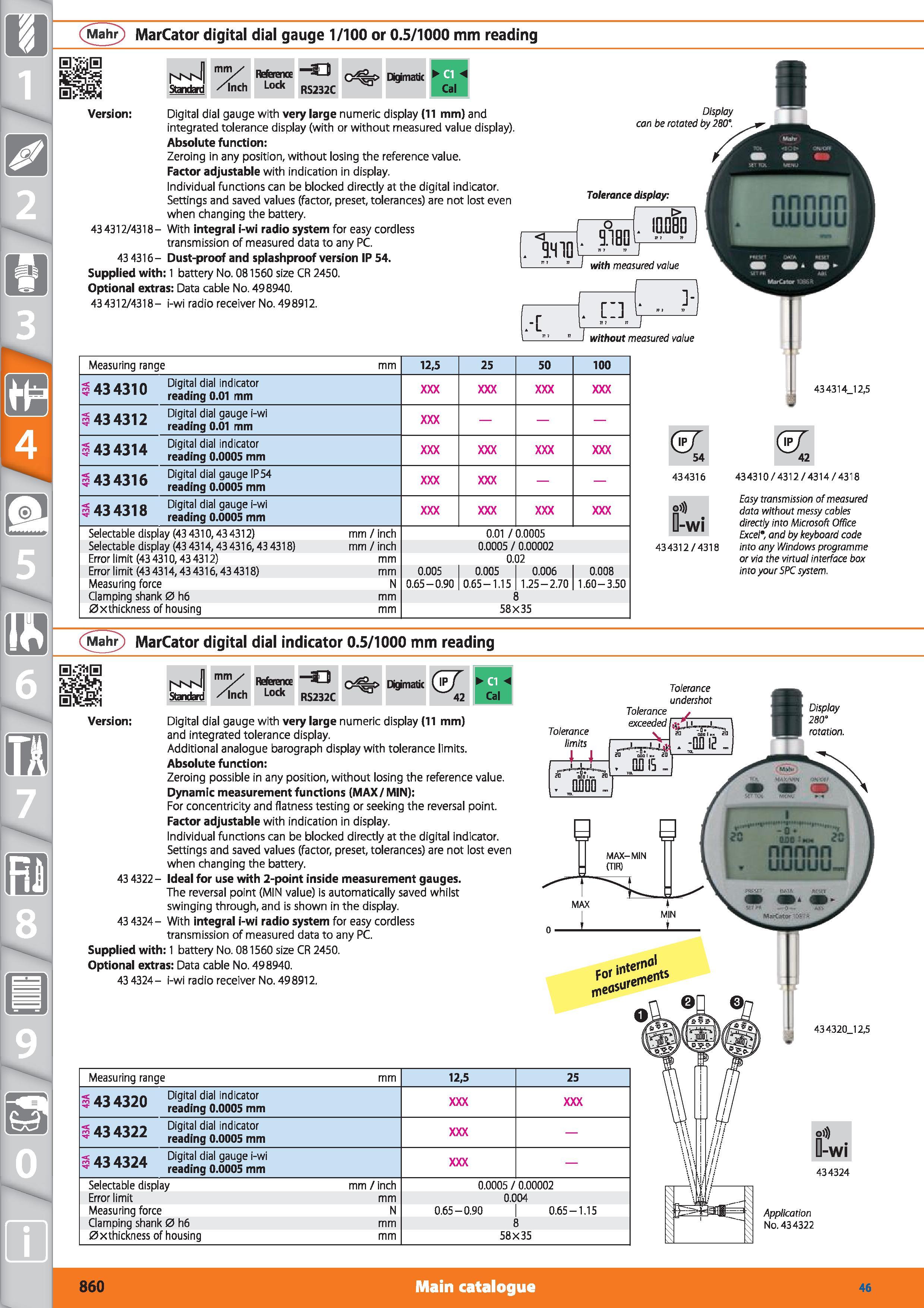 860 1 Mahr MarCator digital dial gauge 1/100 or 0 5/1000 mm reading Standard mm/ /Inch Reference Lock -3 RS232C Digimatk Cal Version Digital dial gau Каталог HOFFMANN GROUP 2015 Инструмент режущий слесарный измерительный абразивный Оборудование Комплексные поставки для промышленных предприятий Стр. 860 ENG