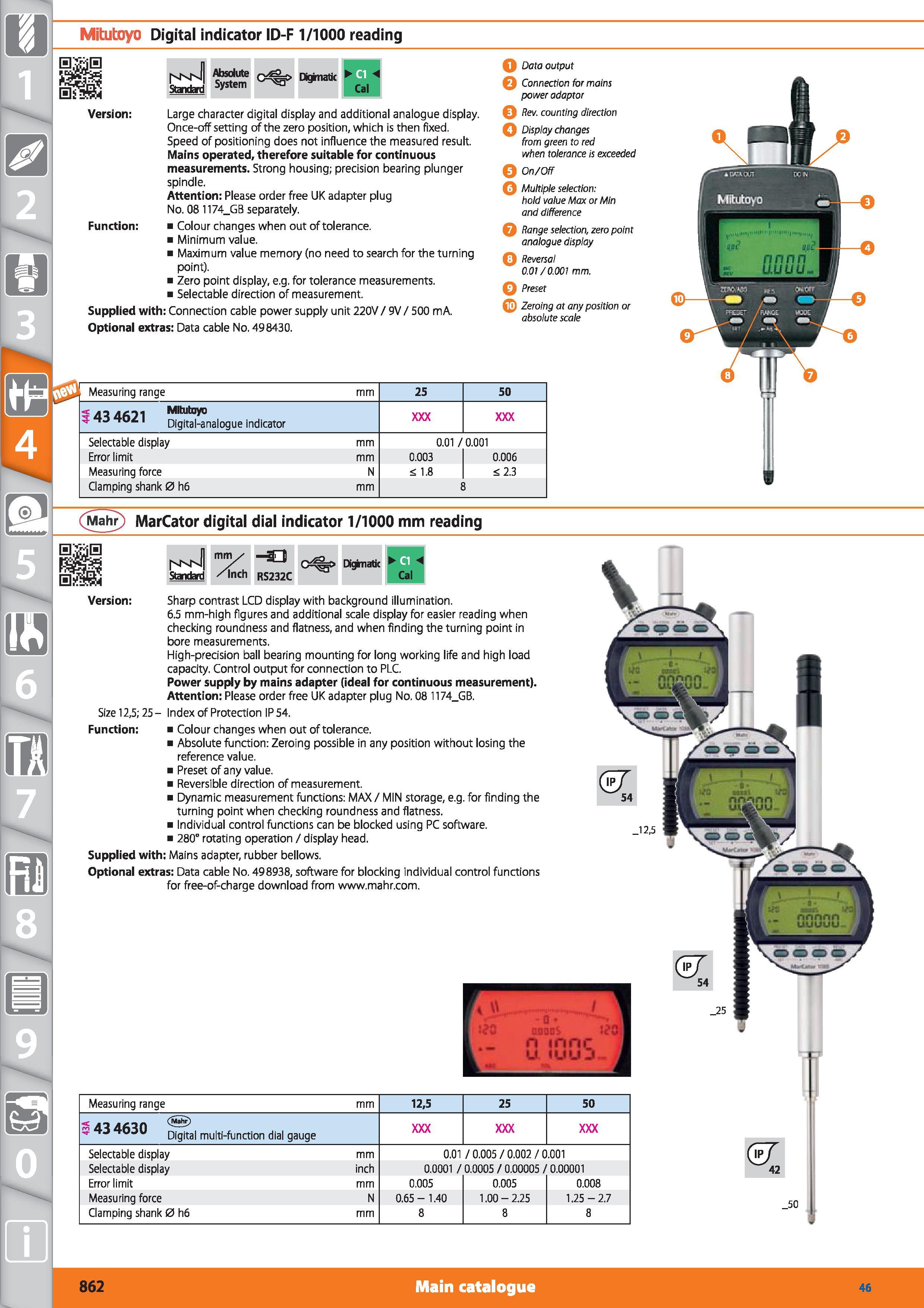 862 1 Mitutoyo Digital indicator ID-F 1/1000 reading Standard Absolute Dighiatk Ha System Cal Version Large character digital display and additional Каталог HOFFMANN GROUP 2015 Инструмент режущий слесарный измерительный абразивный Оборудование Комплексные поставки для промышленных предприятий Стр. 862 ENG