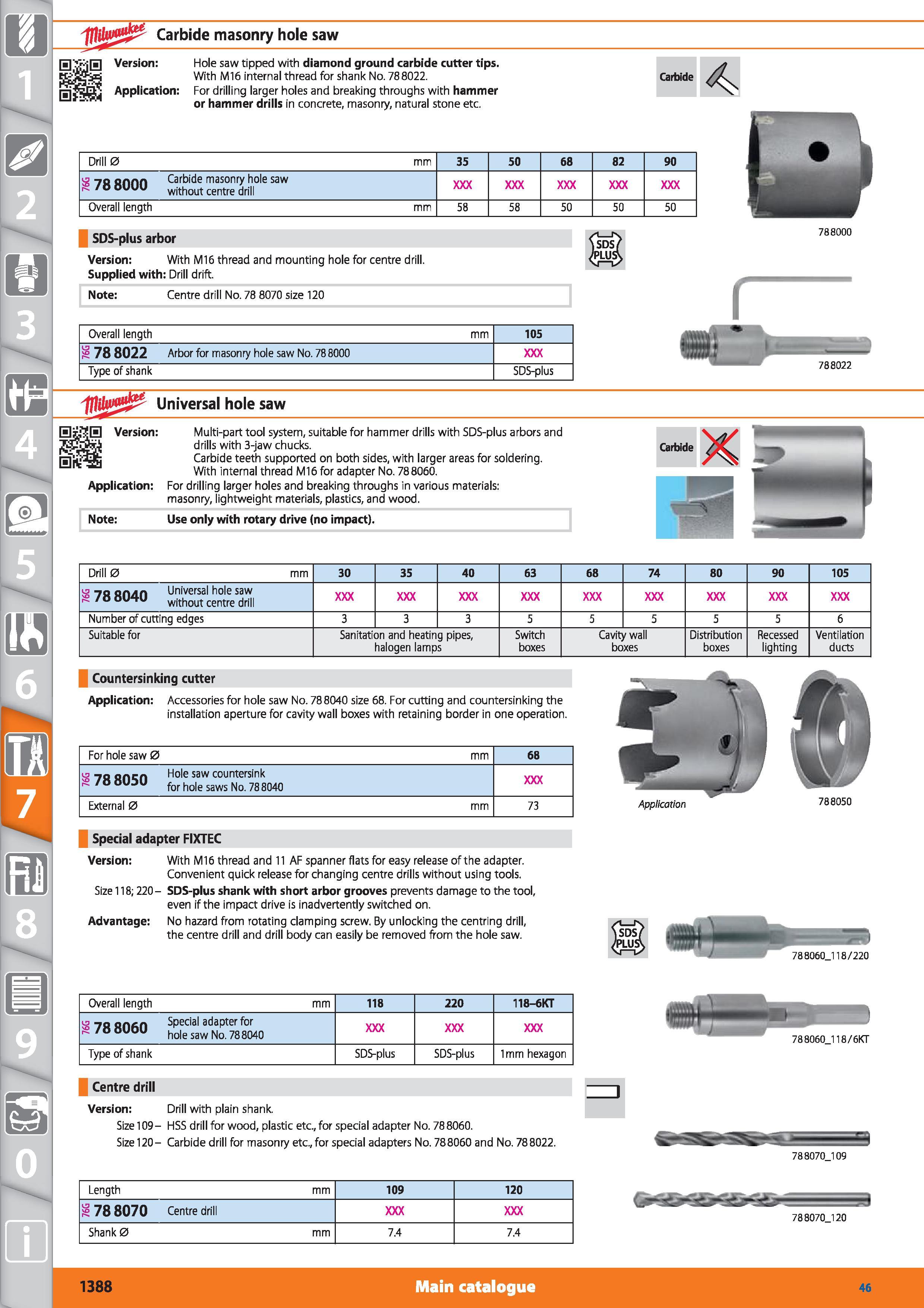 1388 1 Carbide masonry hole saw 0 Version Hole saw tipped with diamond ground carbide cutter tips With M16 internal thread for shank No 788022 Applica Каталог HOFFMANN GROUP 2015 Инструмент режущий слесарный измерительный абразивный Оборудование Комплексные поставки для промышленных предприятий Стр. 1388 ENG