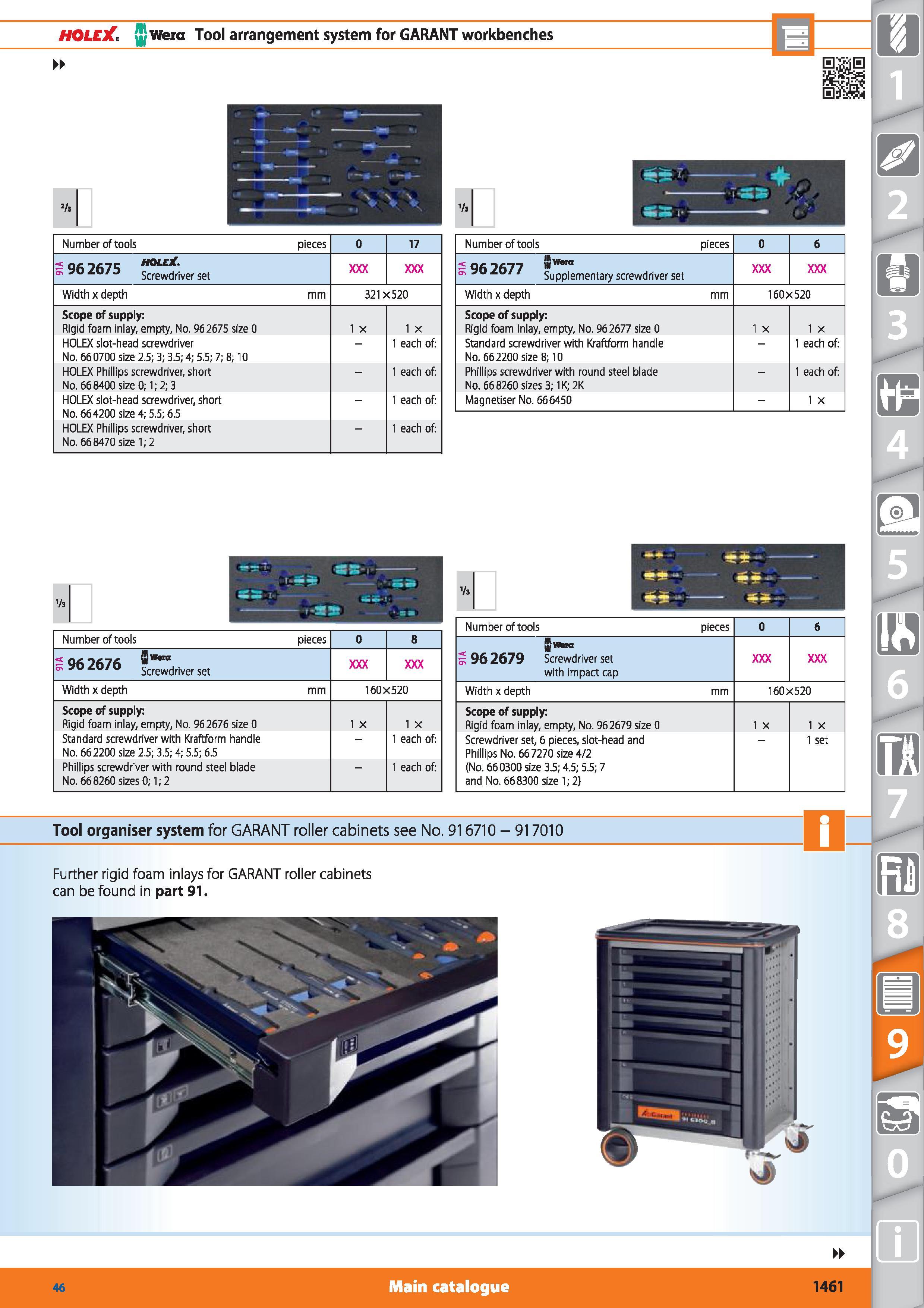 1461 HOLEX Wera Tool arrangement system for GARANT workbenches Number of tools pieces S 96 2675 HOLEX Screwdriver set Width x depth Scope of supply Ri Каталог HOFFMANN GROUP 2015 Инструмент режущий слесарный измерительный абразивный Оборудование Комплексные поставки для промышленных предприятий Стр. 1461 ENG