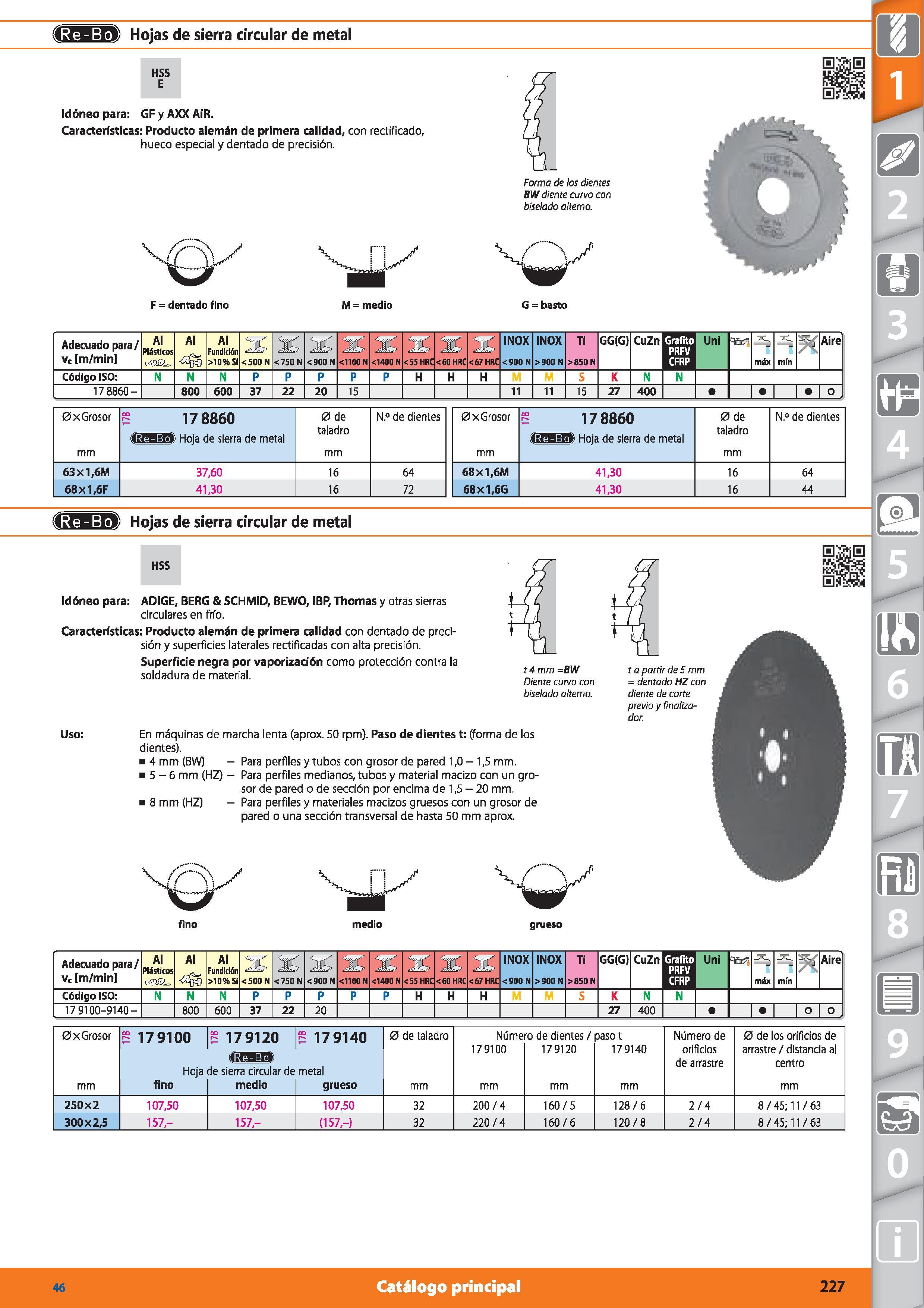 227 F = dentado fino M = medio G = basto Adecuado para/ vc m/min Al Plásticos o 3 L Al Al Fundición >10% Si <500 N <750 N <900 N <1100 N <1400 N <55 Каталог HOFFMANN GROUP 2015 Инструмент режущий слесарный измерительный абразивный Оборудование Комплексные поставки для промышленных предприятий Стр. 227 SPA