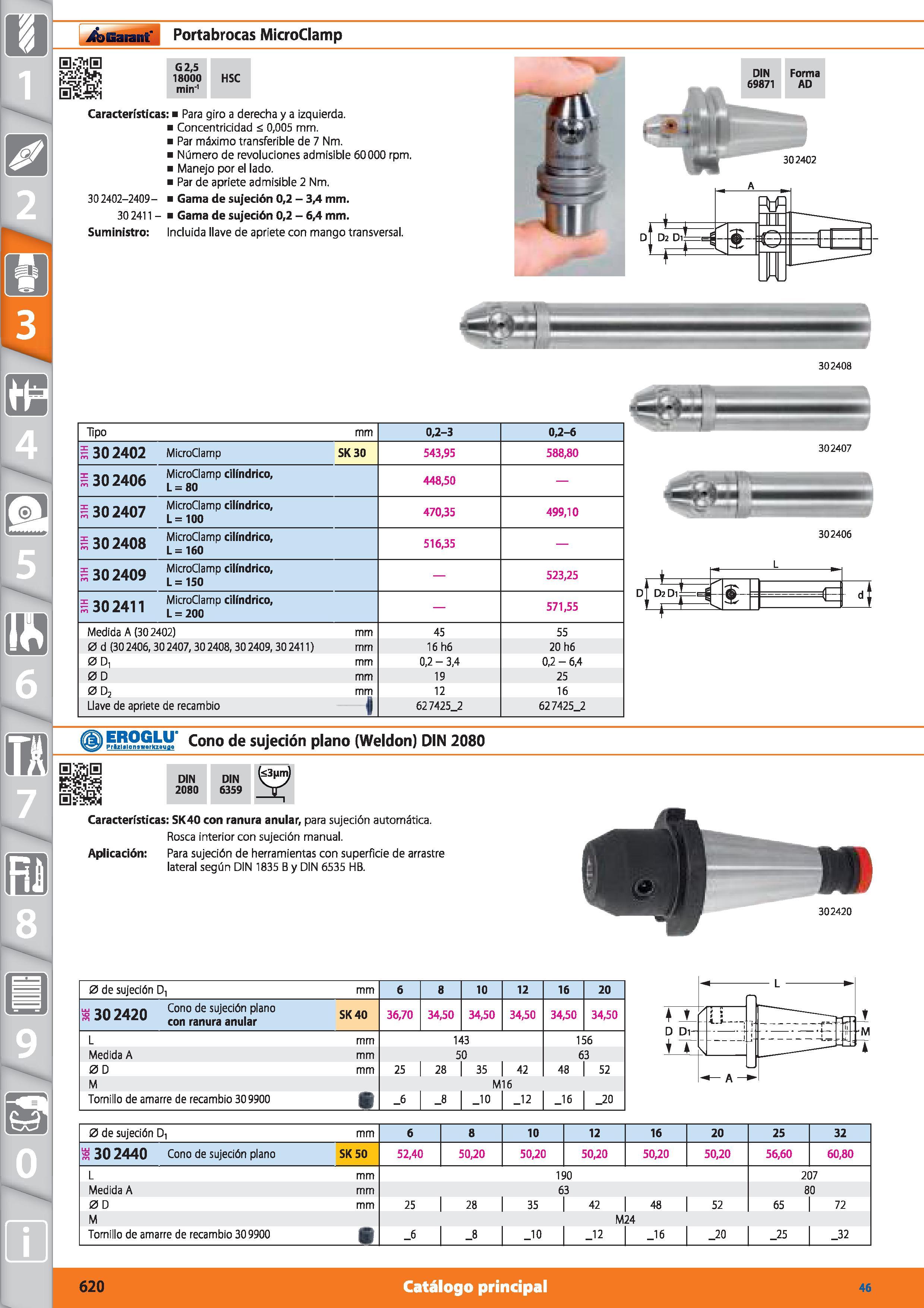 620 m 1 ioBaiarf Portabrocas MicroClamp 0Í730 G2,5 18000 min'1 HSC Características: Para giro a derecha y a izquierda Concentricidad á 0,005 mm Par m Каталог HOFFMANN GROUP 2015 Инструмент режущий слесарный измерительный абразивный Оборудование Комплексные поставки для промышленных предприятий Стр. 620 SPA
