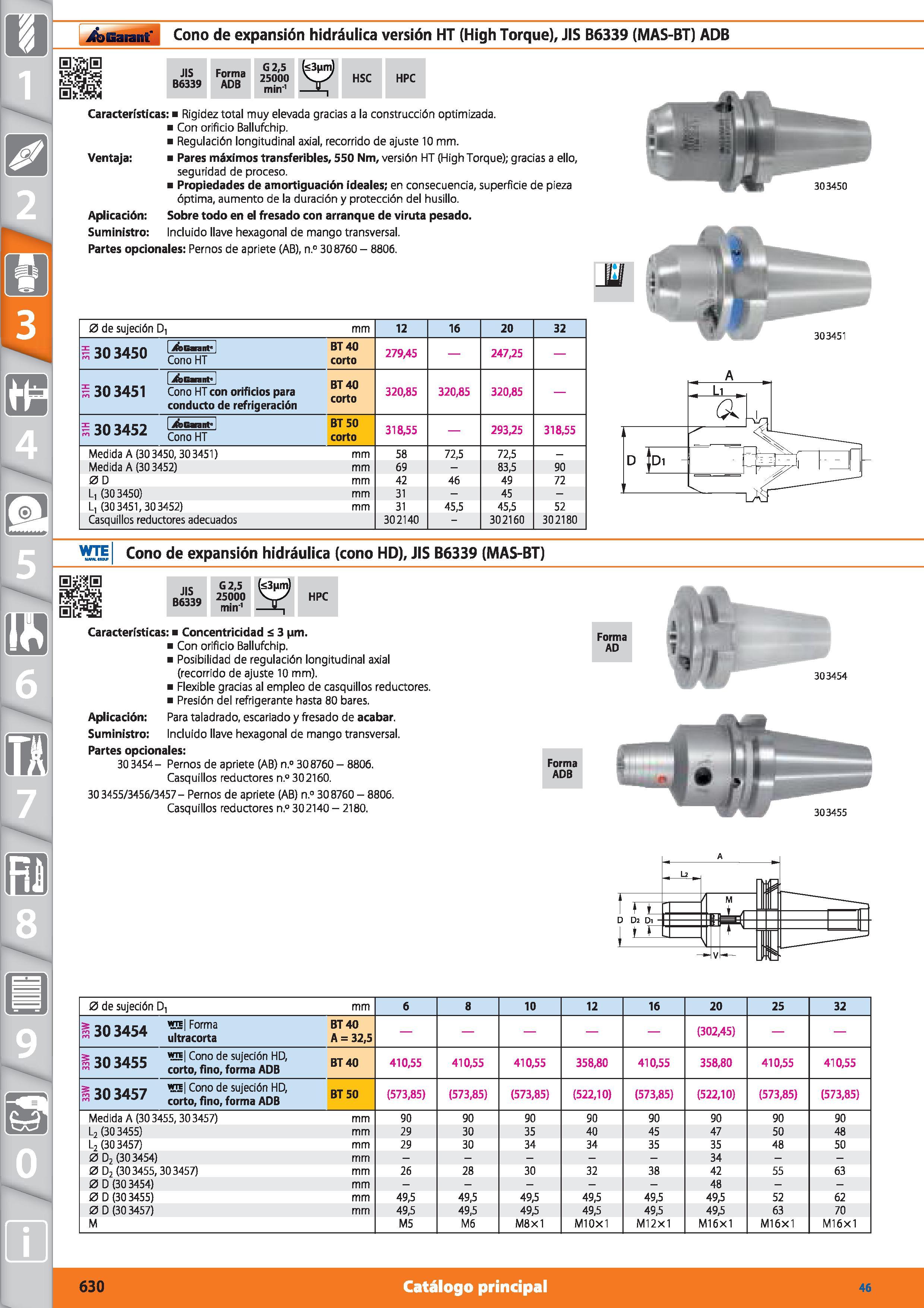 630 m 1 ioBaiarf Cono de expansión hidráulica versión HT (High Torque), JIS B6339 (MAS-BT) ADB JIS B6339 Forma ADB G 2,5 25000 min-1 HSC HPC Caracter Каталог HOFFMANN GROUP 2015 Инструмент режущий слесарный измерительный абразивный Оборудование Комплексные поставки для промышленных предприятий Стр. 630 SPA