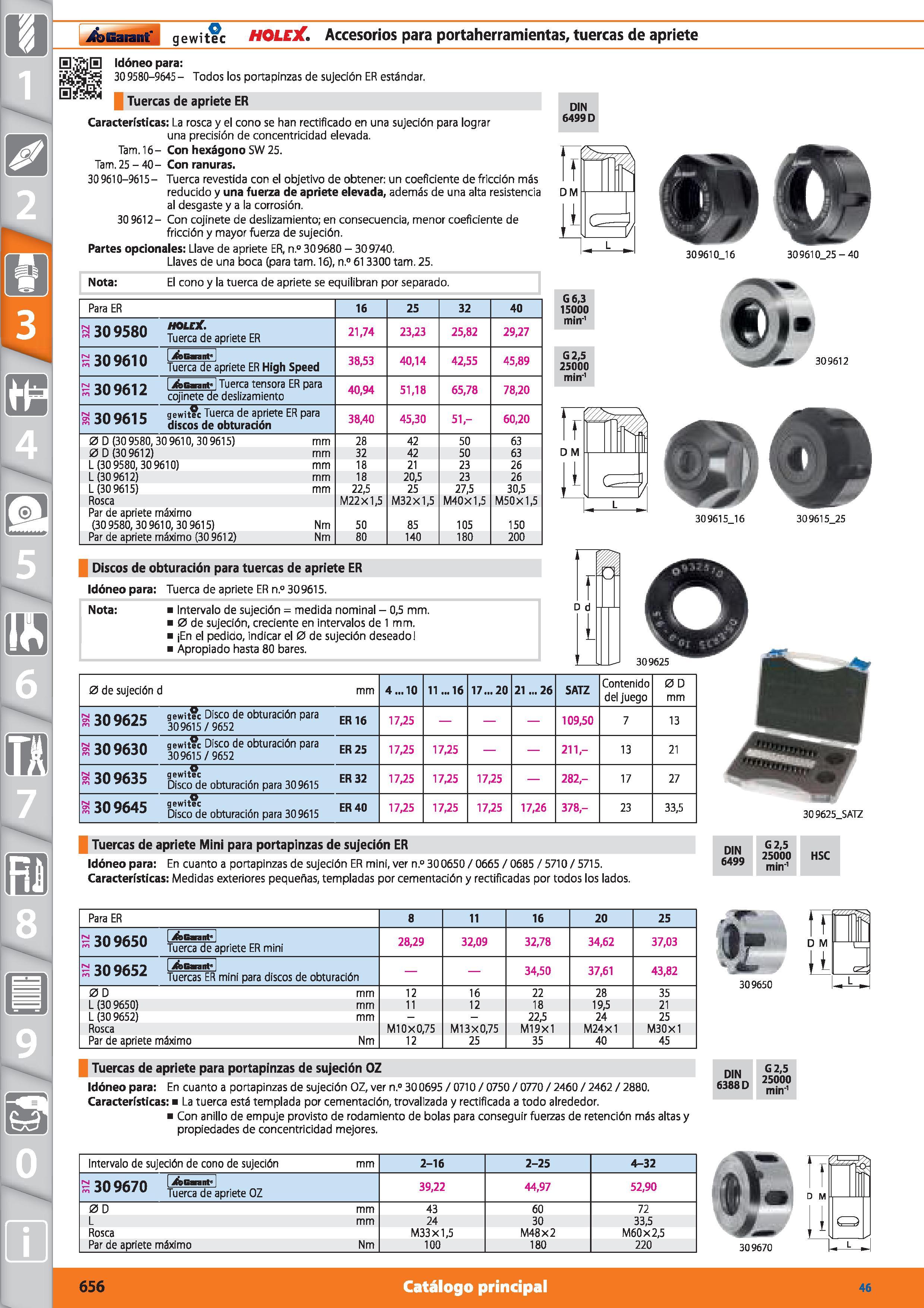 656 m 1 Garant gewitec HOLEX Accesorios para portaherramientas, tuercas de apriete H Idóneo para: 309580-9645- Todos los portapinzas de sujeción ER e Каталог HOFFMANN GROUP 2015 Инструмент режущий слесарный измерительный абразивный Оборудование Комплексные поставки для промышленных предприятий Стр. 656 SPA