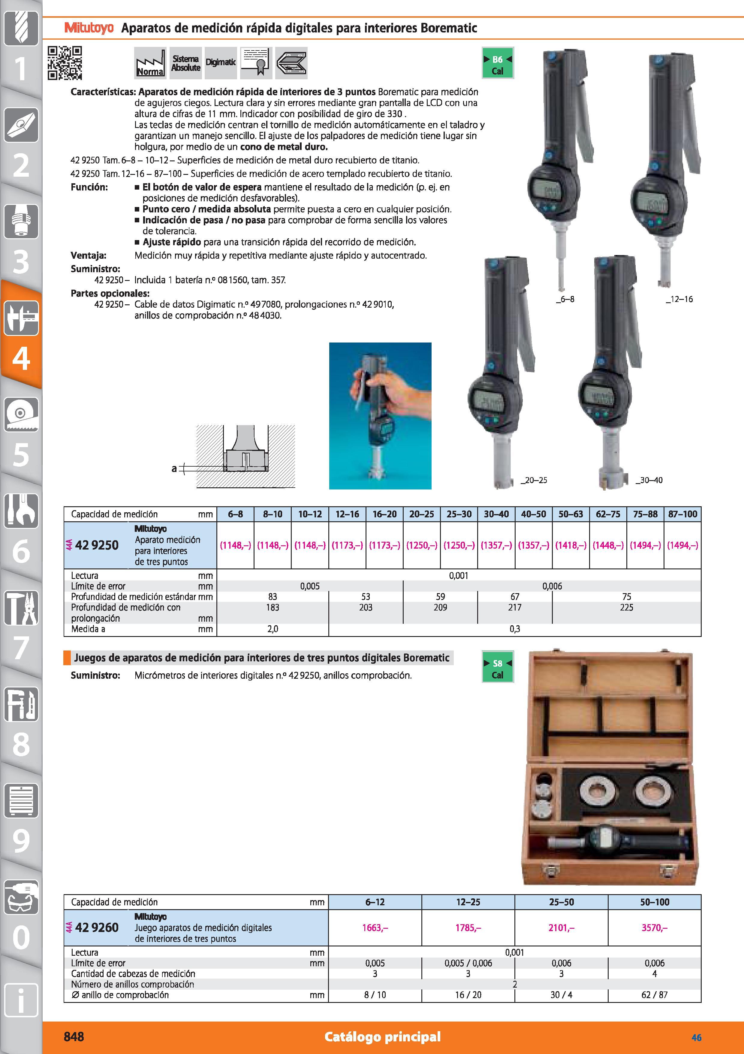 848 Mitutoyo Aparatos de medición rápida digitales para interiores Borematic Si Sistema Absolute Digímatk Características: Aparatos de medición rápid Каталог HOFFMANN GROUP 2015 Инструмент режущий слесарный измерительный абразивный Оборудование Комплексные поставки для промышленных предприятий Стр. 848 SPA