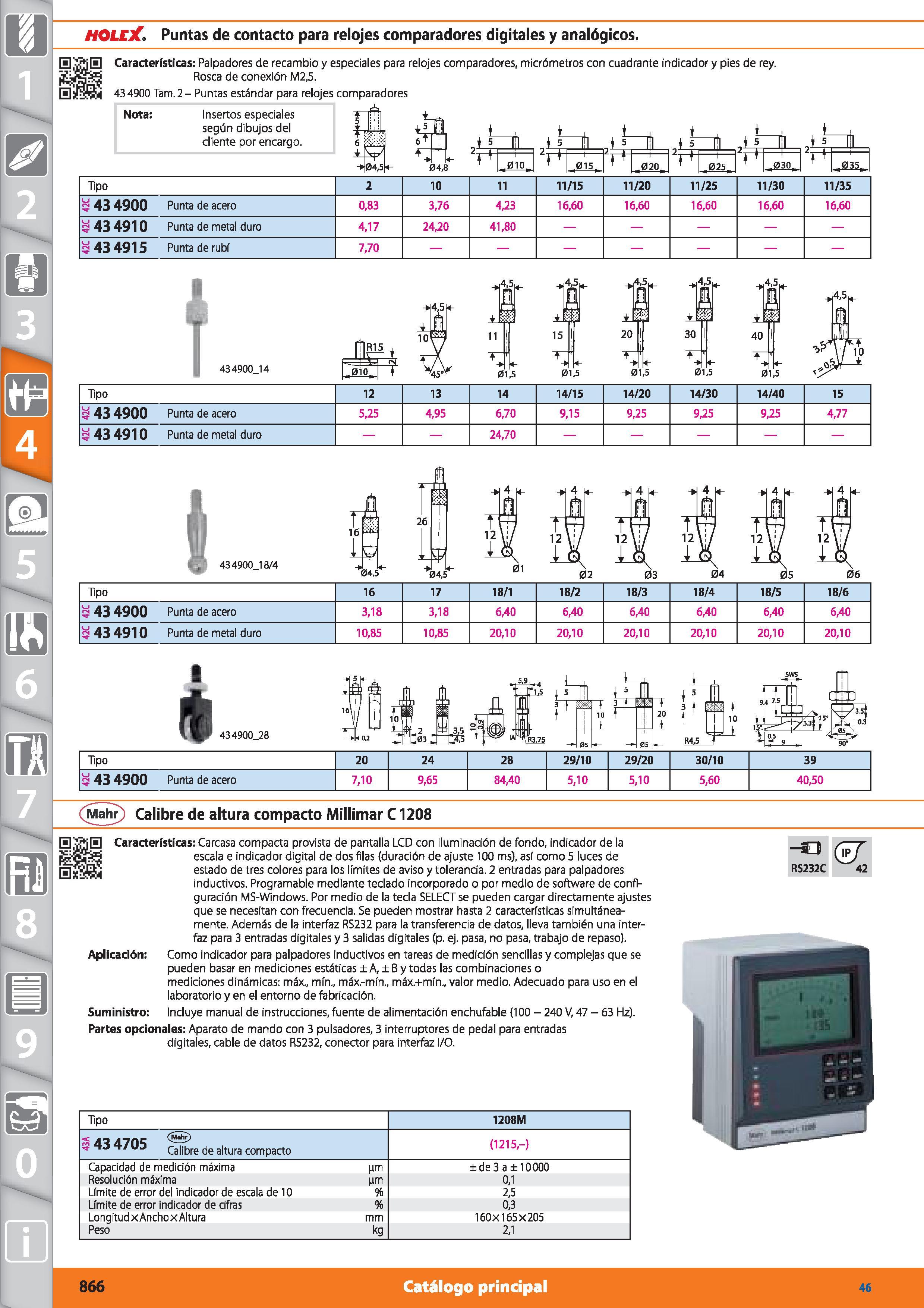 866 m 1 HOLEX Puntas de contacto para relojes comparadores digitales y analógicos Características: Palpadores de recambio y especiales para relojes c Каталог HOFFMANN GROUP 2015 Инструмент режущий слесарный измерительный абразивный Оборудование Комплексные поставки для промышленных предприятий Стр. 866 SPA