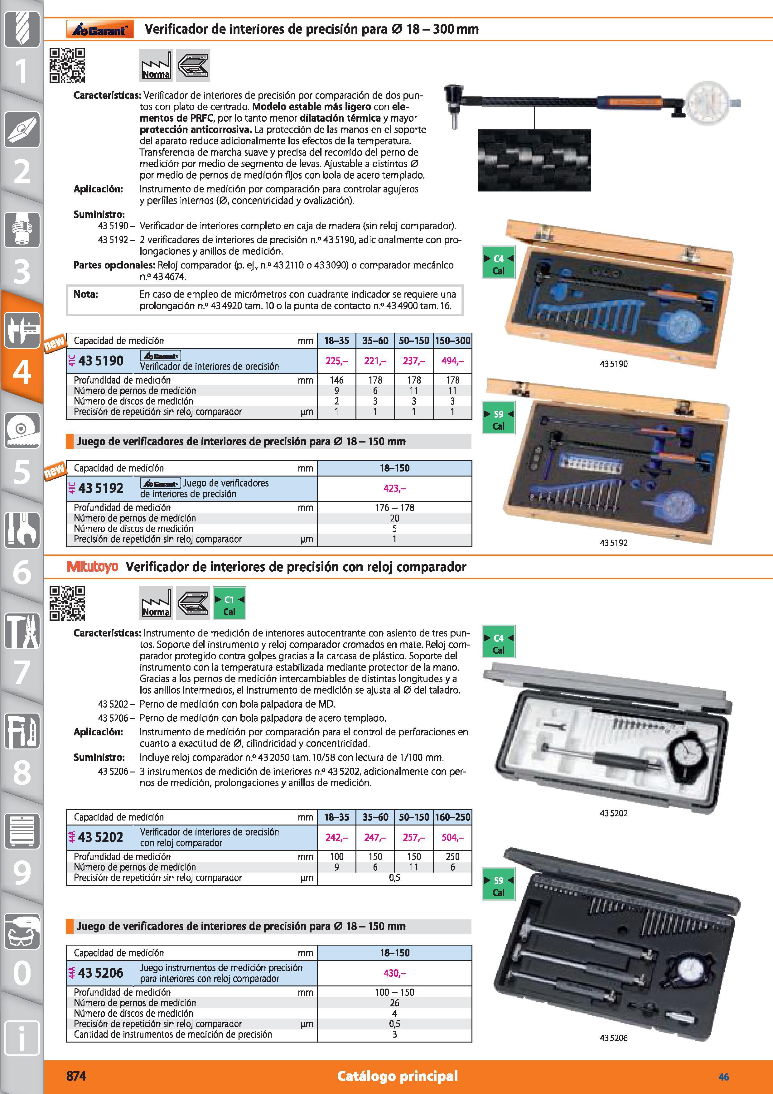 874 II >6 Garant Verificador de interiores de precisión para 0 18 - 300 mm Características: Verificador de interiores de precisión por comparación de Каталог HOFFMANN GROUP 2015 Инструмент режущий слесарный измерительный абразивный Оборудование Комплексные поставки для промышленных предприятий Стр. 874 SPA