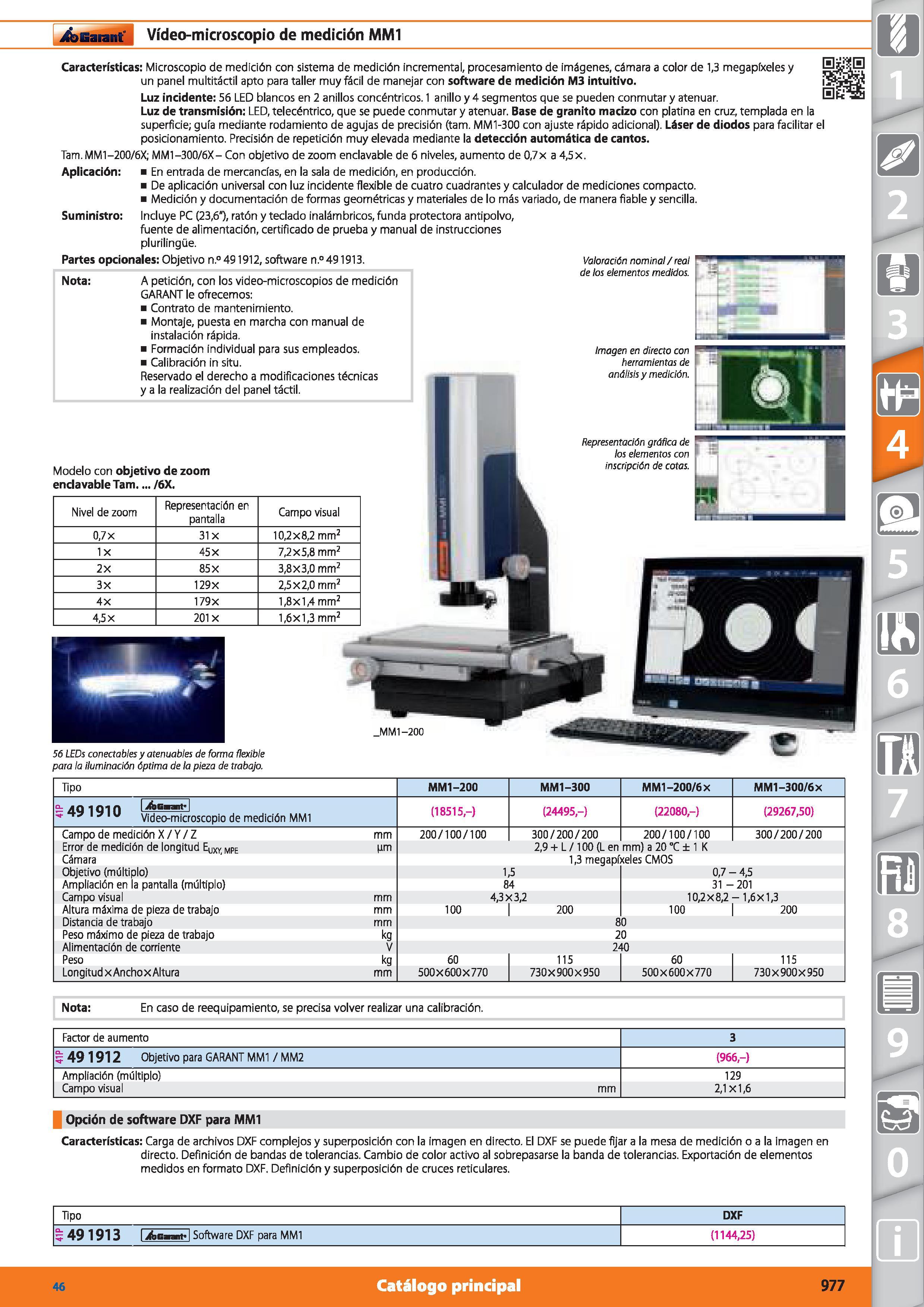 977 ifenarant Vídeo-microscopio de medición MM1 Características: Microscopio de medición con sistema de medición incremental, procesamiento de imágen Каталог HOFFMANN GROUP 2015 Инструмент режущий слесарный измерительный абразивный Оборудование Комплексные поставки для промышленных предприятий Стр. 977 SPA