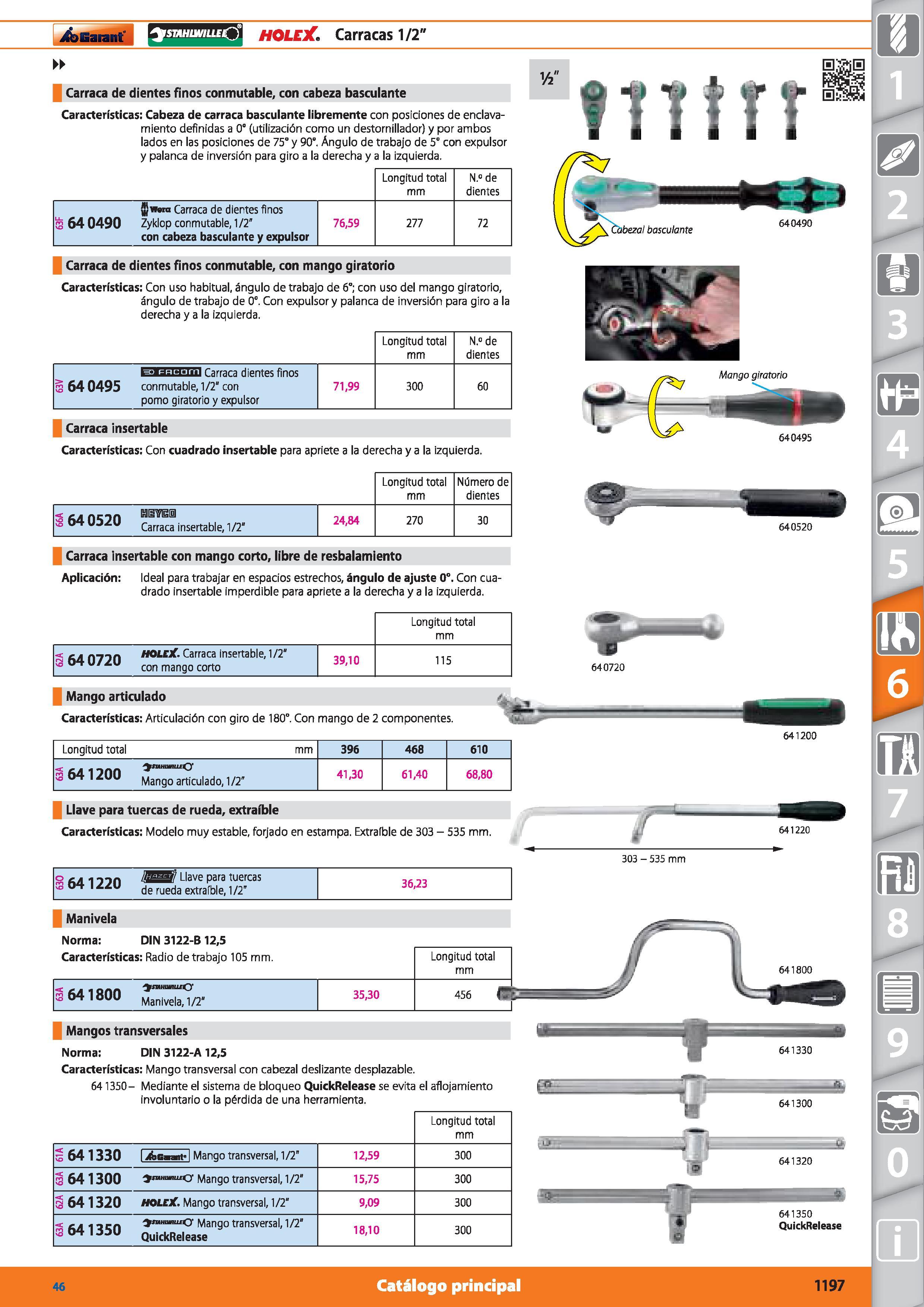 1197 STAHU/VILLE J HOLEX Carracas 1/2 Carraca de dientes finos conmutable, con cabeza basculante Características: Cabeza de carraca basculante libreme Каталог HOFFMANN GROUP 2015 Инструмент режущий слесарный измерительный абразивный Оборудование Комплексные поставки для промышленных предприятий Стр. 1197 SPA
