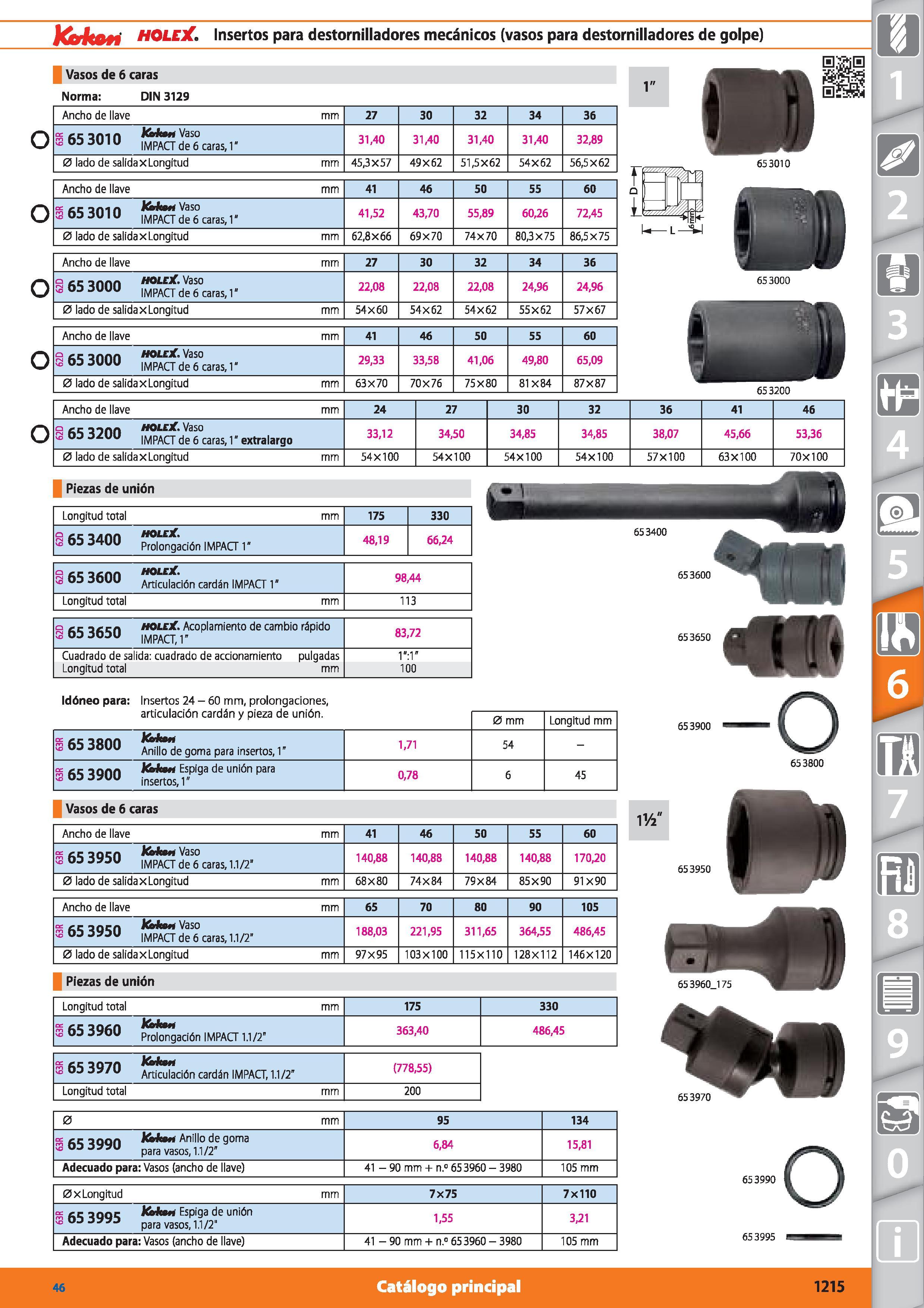 1215 jdoiton HOLEX Insertos para destornilladores mecánicos (vasos para destornilladores de golpe) Vasos de 6 caras Norma: DIN 3129 O o o o Ancho de l Каталог HOFFMANN GROUP 2015 Инструмент режущий слесарный измерительный абразивный Оборудование Комплексные поставки для промышленных предприятий Стр. 1215 SPA