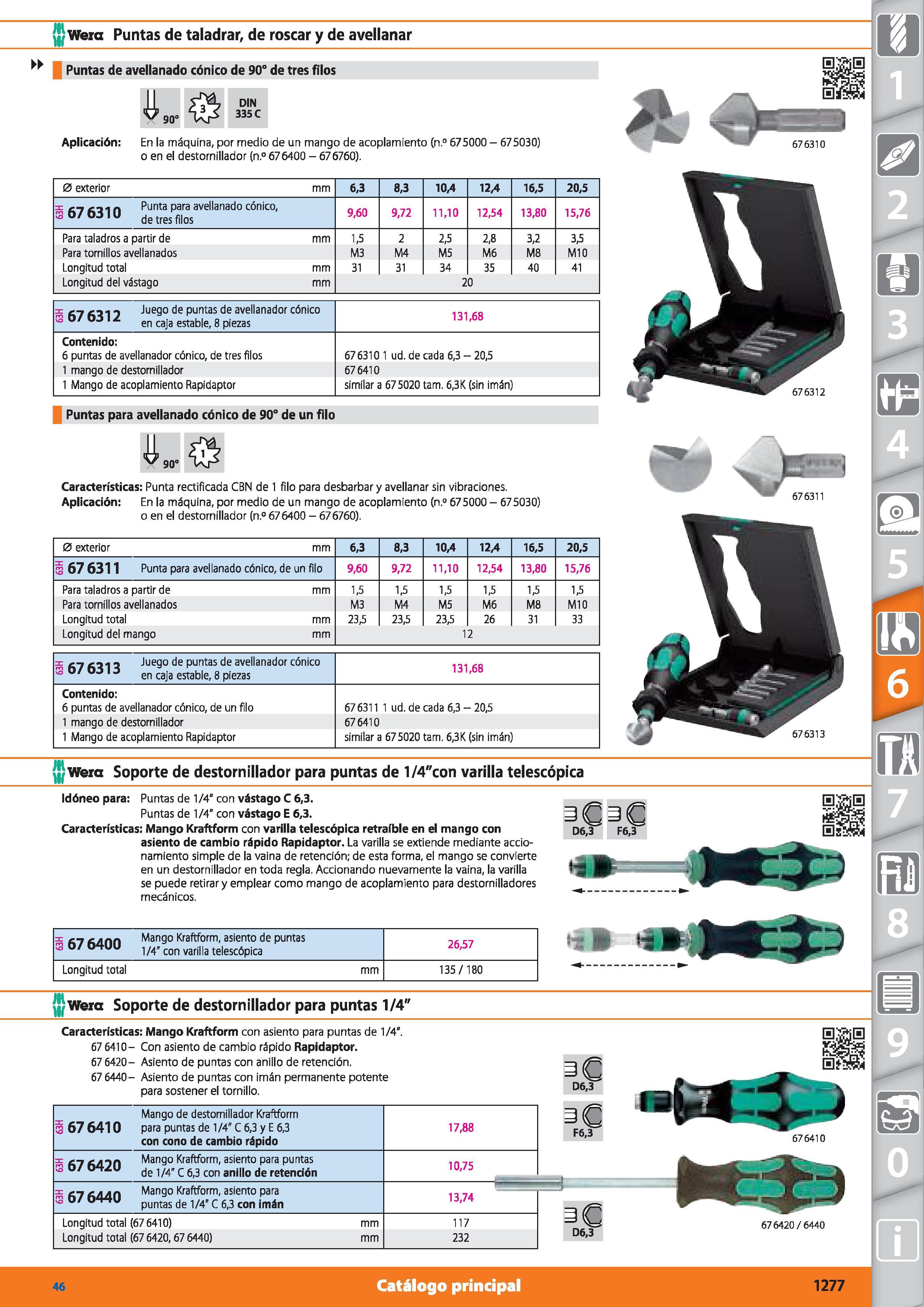 1277 Wera Puntas de taladrar, de roscar y de avellanar Puntas de avellanado cónico de 90° de tres filos 90 DIN 335 C Aplicación: En la máquina, por me Каталог HOFFMANN GROUP 2015 Инструмент режущий слесарный измерительный абразивный Оборудование Комплексные поставки для промышленных предприятий Стр. 1277 SPA
