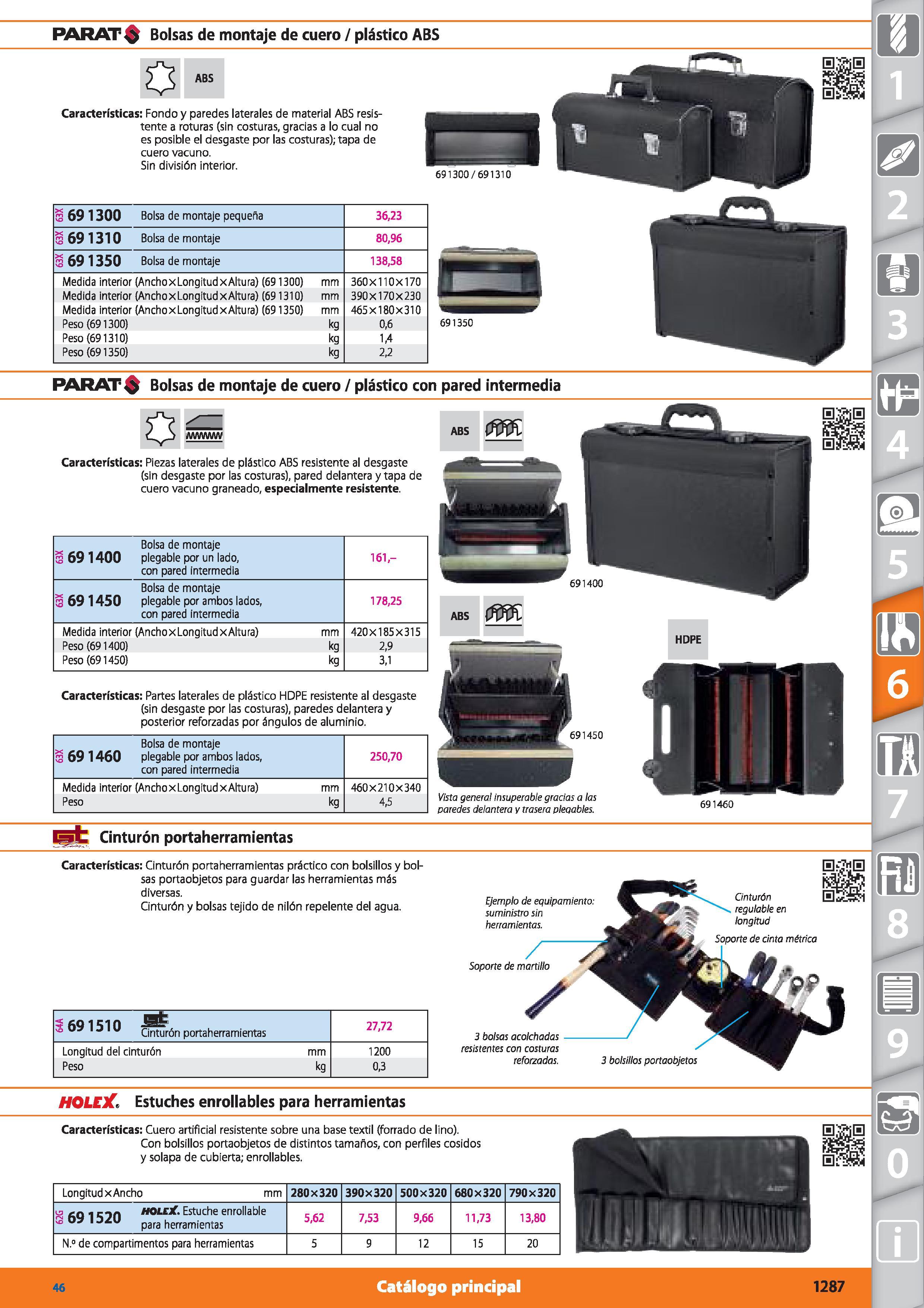 1287 PARAT Bolsas de montaje de cuero / plástico ABS ABS Características: Fondo y paredes laterales de material ABS resistente a roturas (sin costuras Каталог HOFFMANN GROUP 2015 Инструмент режущий слесарный измерительный абразивный Оборудование Комплексные поставки для промышленных предприятий Стр. 1287 SPA