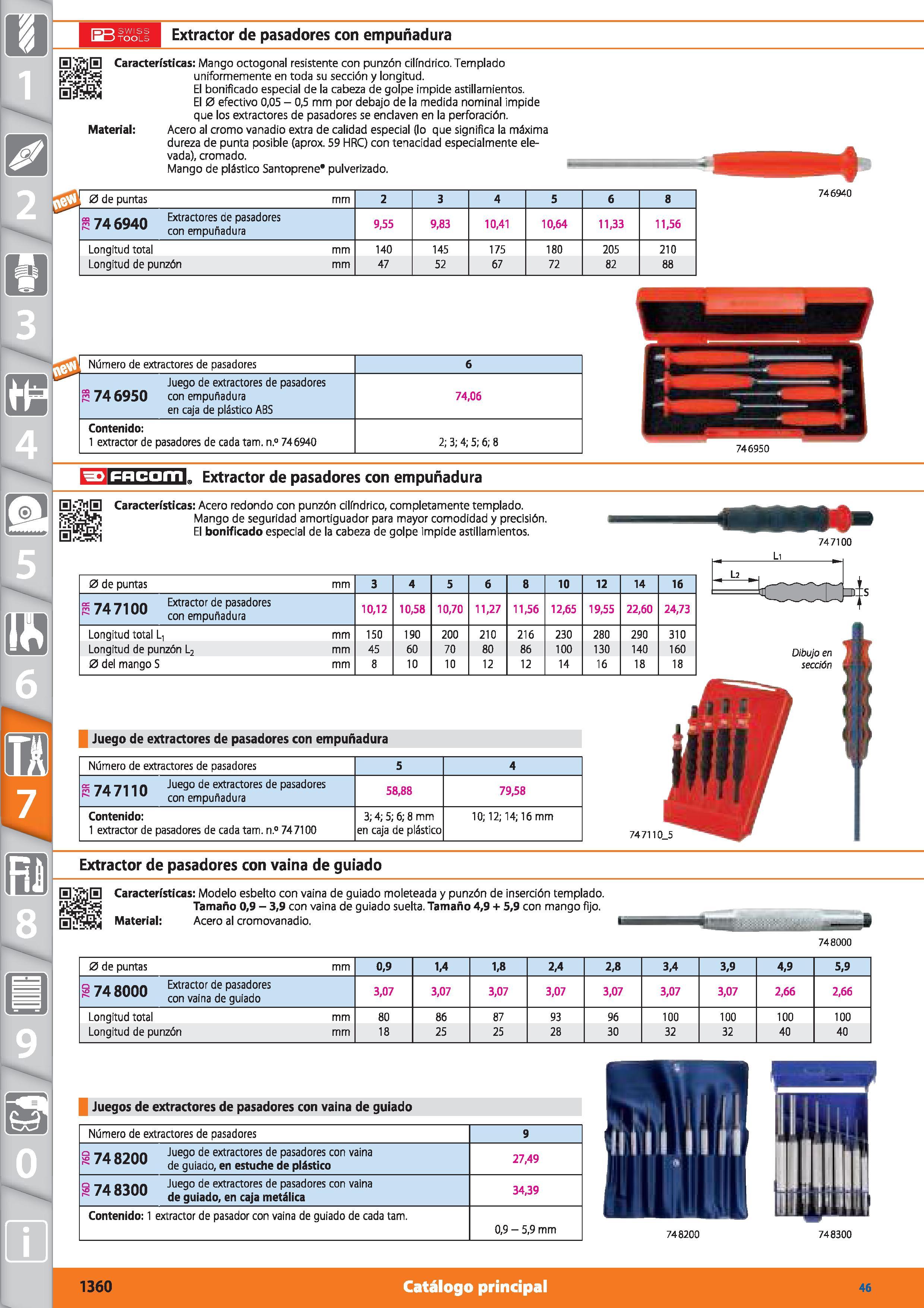 1360 Extractor de pasadores con empuñadura H'-SjE Características: Mango octogonal resistente con punzón cilindrico Templado uniformemente en toda su Каталог HOFFMANN GROUP 2015 Инструмент режущий слесарный измерительный абразивный Оборудование Комплексные поставки для промышленных предприятий Стр. 1360 SPA
