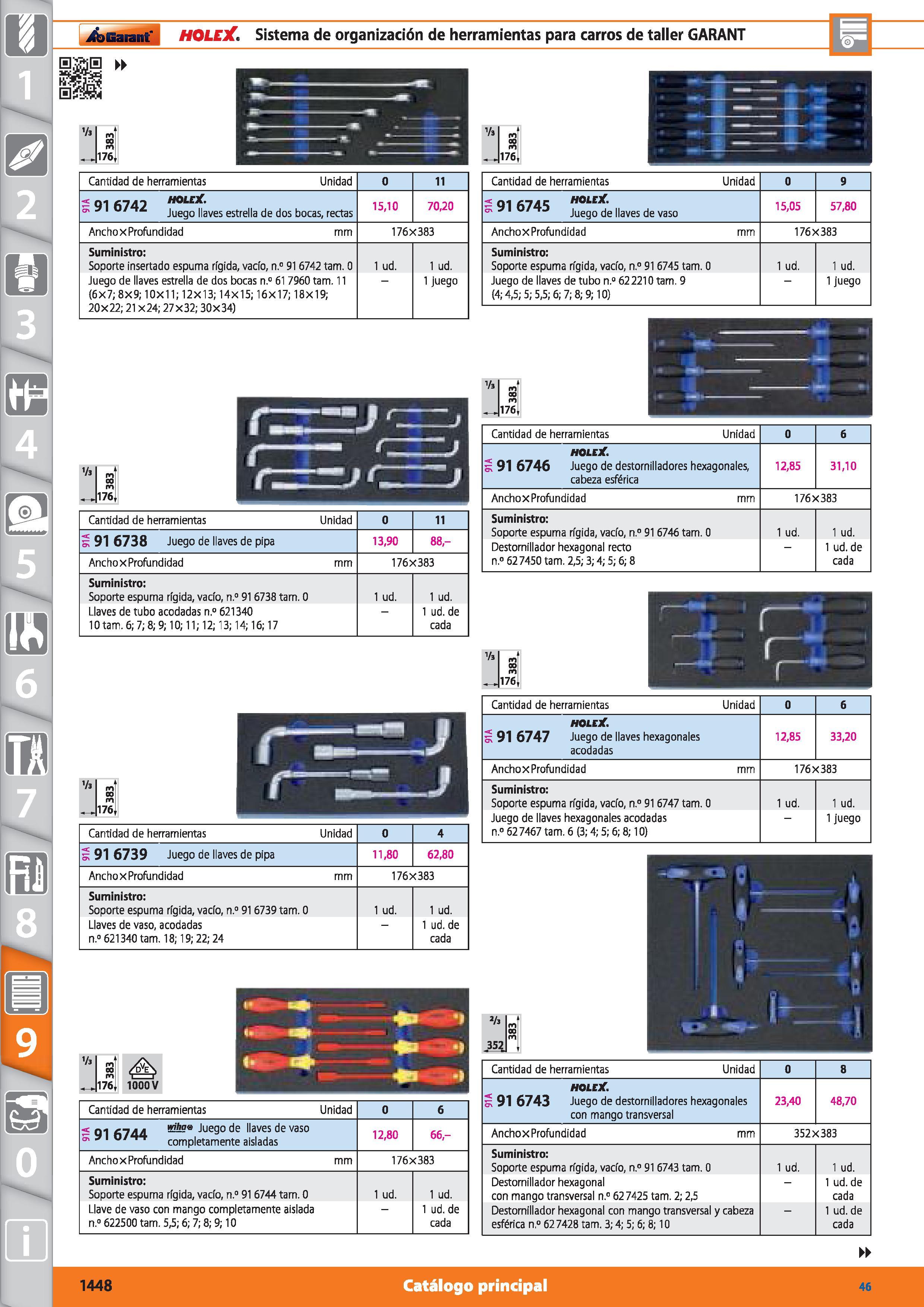 1448 Garant HOLEX Sistema de organización de herramientas para carros de taller GARANT jS Cantidad de herramientas Unidad 0 11 ; 91 6742 Juego llaves Каталог HOFFMANN GROUP 2015 Инструмент режущий слесарный измерительный абразивный Оборудование Комплексные поставки для промышленных предприятий Стр. 1448 SPA