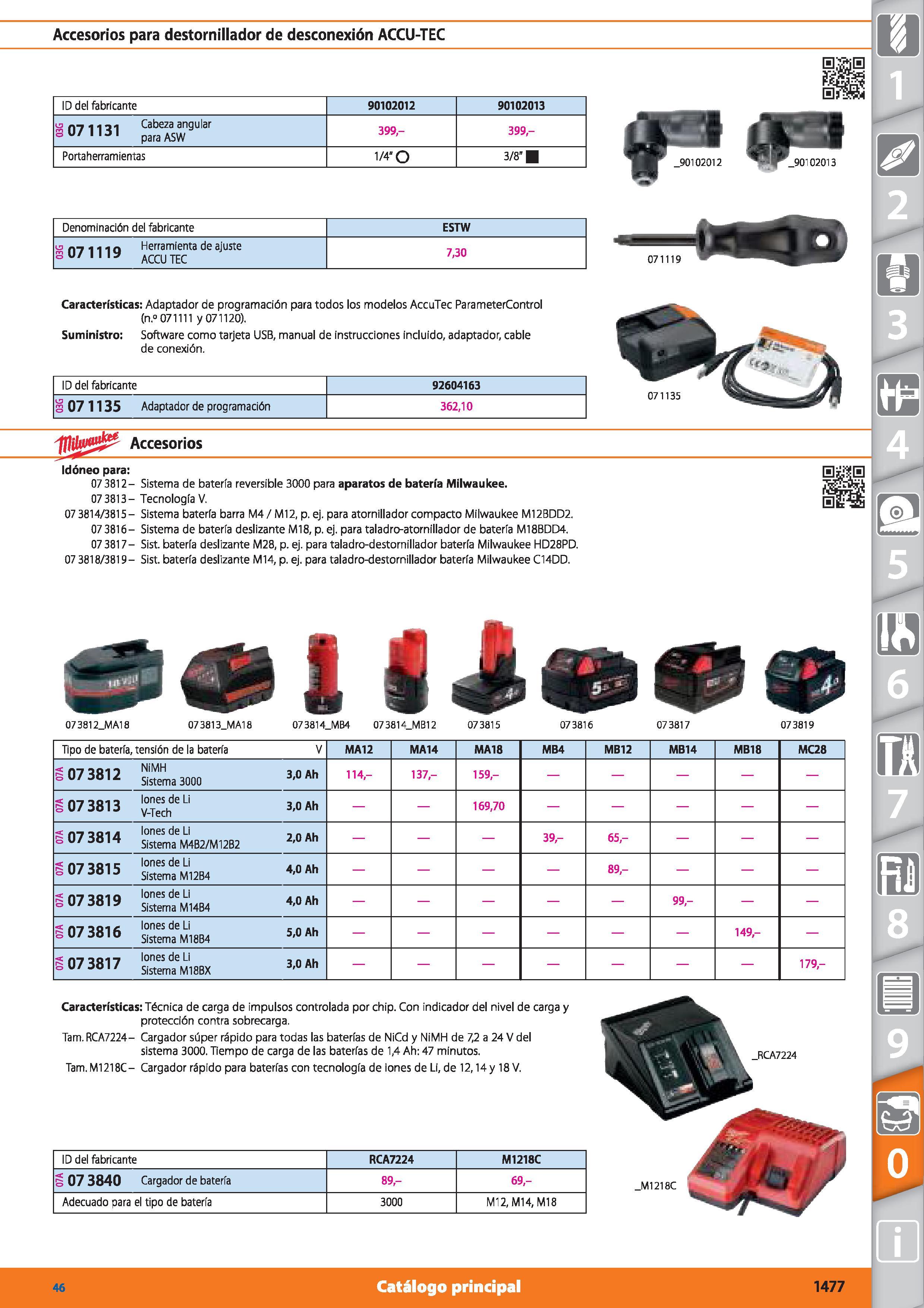 1477 Accesorios para destornillador de desconexión ACCU-TEC ID del fabricante 90102012 90102013 13 m 1111 Cabeza angular SU/IIJI para ASW 399,- 399,- Каталог HOFFMANN GROUP 2015 Инструмент режущий слесарный измерительный абразивный Оборудование Комплексные поставки для промышленных предприятий Стр. 1477 SPA