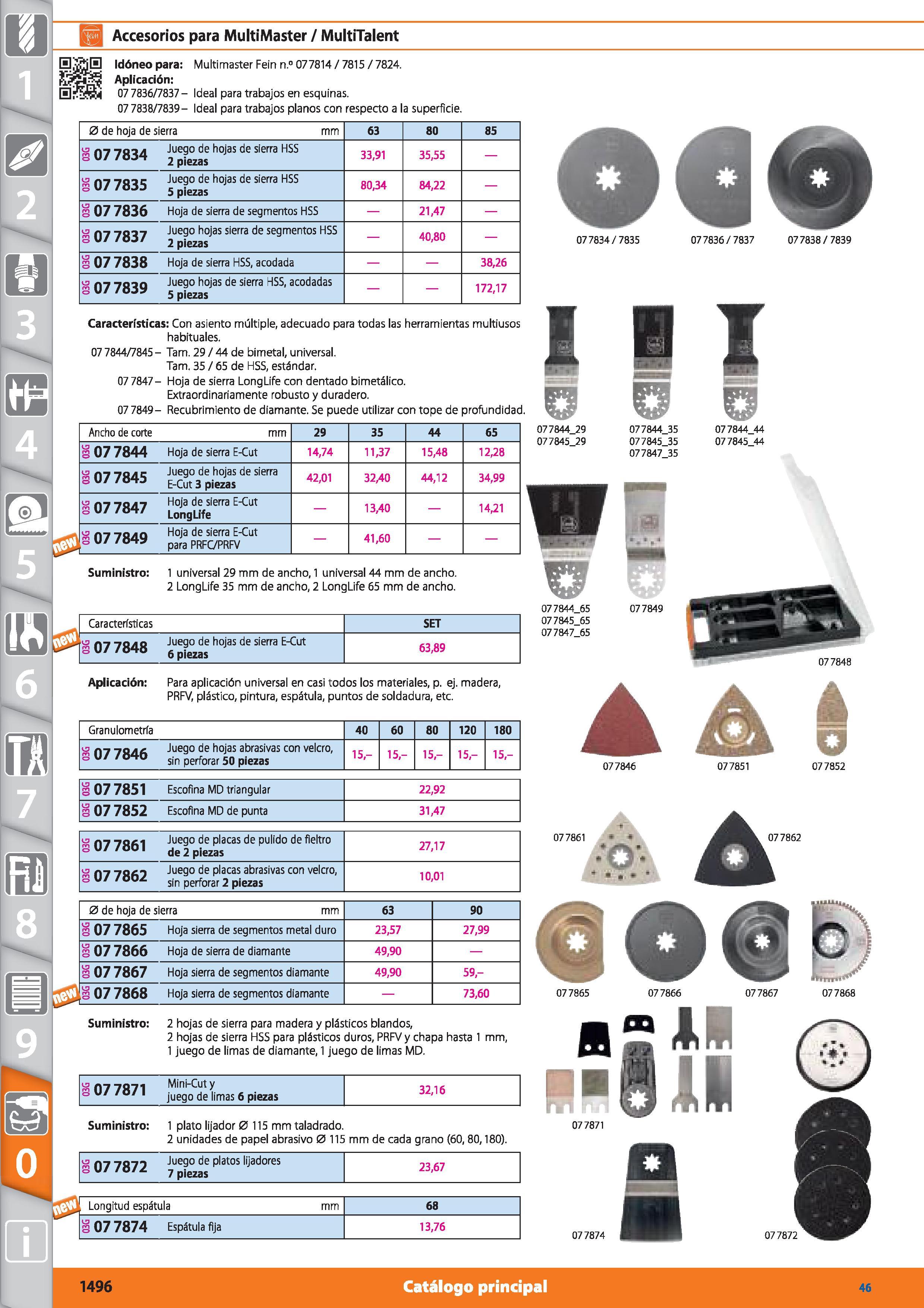 1496 pjj Accesorios para MultiMaster / MultiTalent H Sj'H Idóneo para: Multimaster Fein n ° 077814 / 7815 / 7824 Aplicación: 07 7836/7837 - Ideal para Каталог HOFFMANN GROUP 2015 Инструмент режущий слесарный измерительный абразивный Оборудование Комплексные поставки для промышленных предприятий Стр. 1496 SPA
