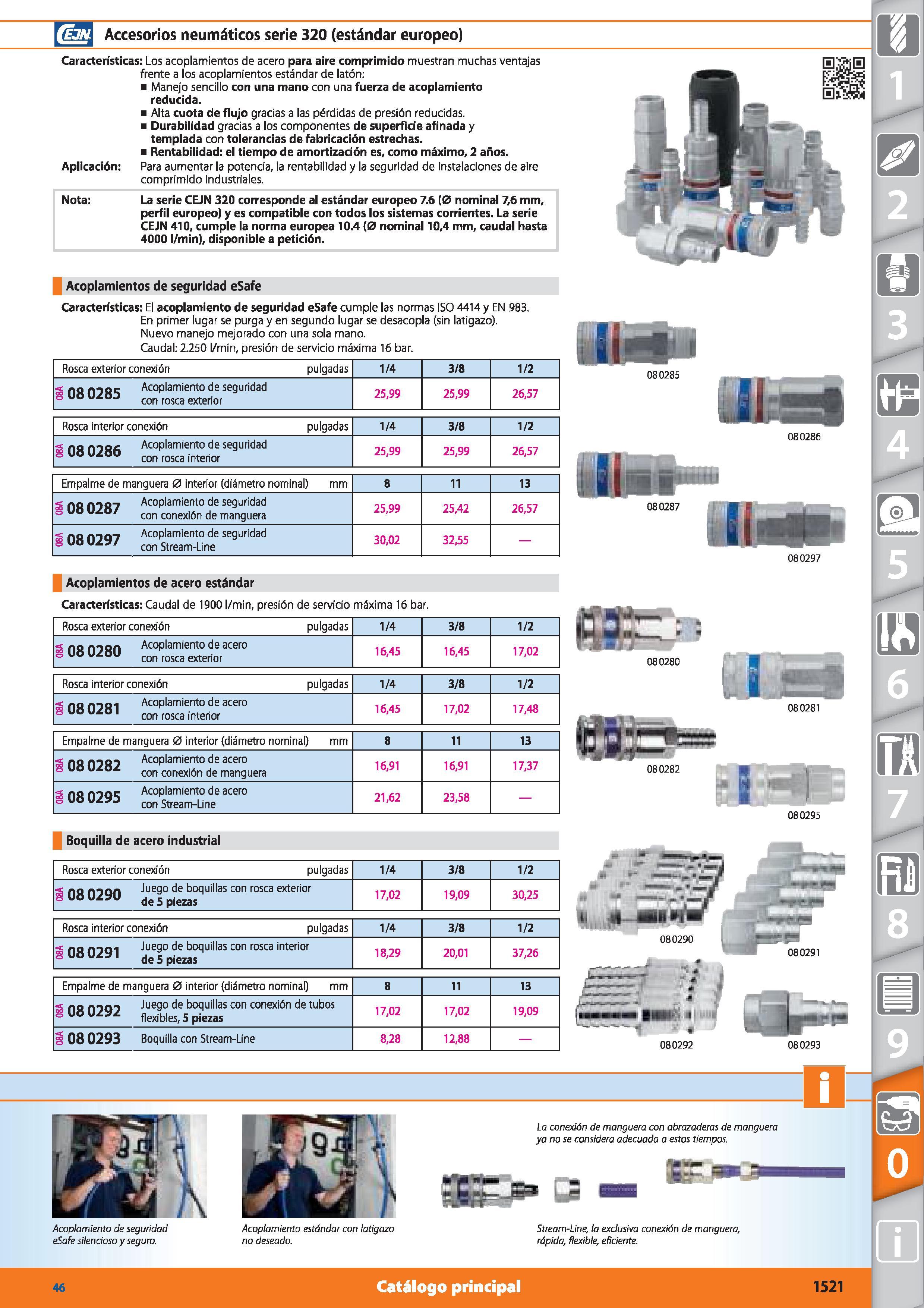 1521 Accesorios neumáticos serie 320 (estándar europeo) Características: Los acoplamientos de acero para aire comprimido muestran muchas ventajas fren Каталог HOFFMANN GROUP 2015 Инструмент режущий слесарный измерительный абразивный Оборудование Комплексные поставки для промышленных предприятий Стр. 1521 SPA