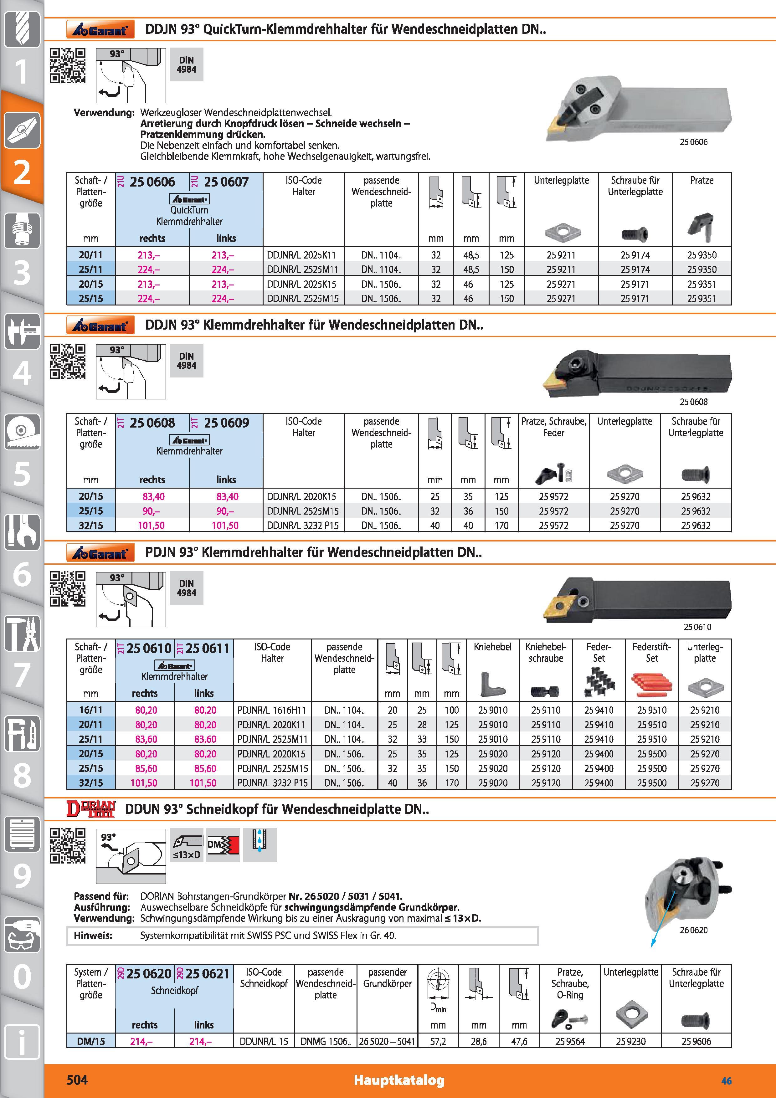 504 Garant DDJN 93° QuickTurn-Klemmdrehhalter für Wendeschneidplatten DN 93° fUl DIN 4984 Verwendung Werkzeugloser Wendeschneidplattenwechsel Ar Каталог HOFFMANN GROUP 2015 Инструмент режущий слесарный измерительный абразивный Оборудование Комплексные поставки для промышленных предприятий DEU Стр. 504
