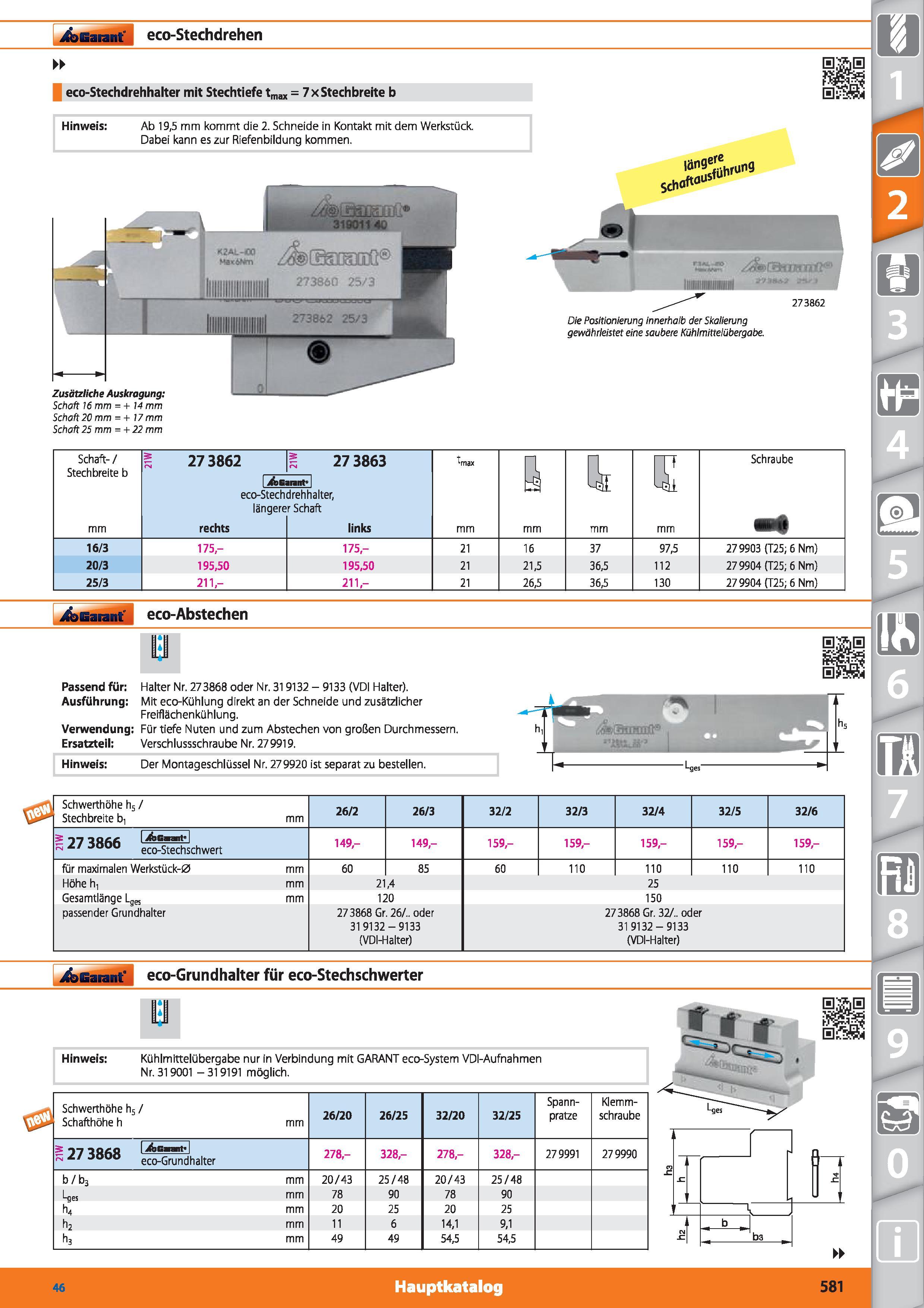 581 Garant eco-Stechdrehen eco-Stechdrehhalter mit Stechtiefe tma = 7 x Stechbreite b Hinweis Ab 19,5 mm kommt die 2 Schneide in Kontakt mit dem Каталог HOFFMANN GROUP 2015 Инструмент режущий слесарный измерительный абразивный Оборудование Комплексные поставки для промышленных предприятий DEU Стр. 581