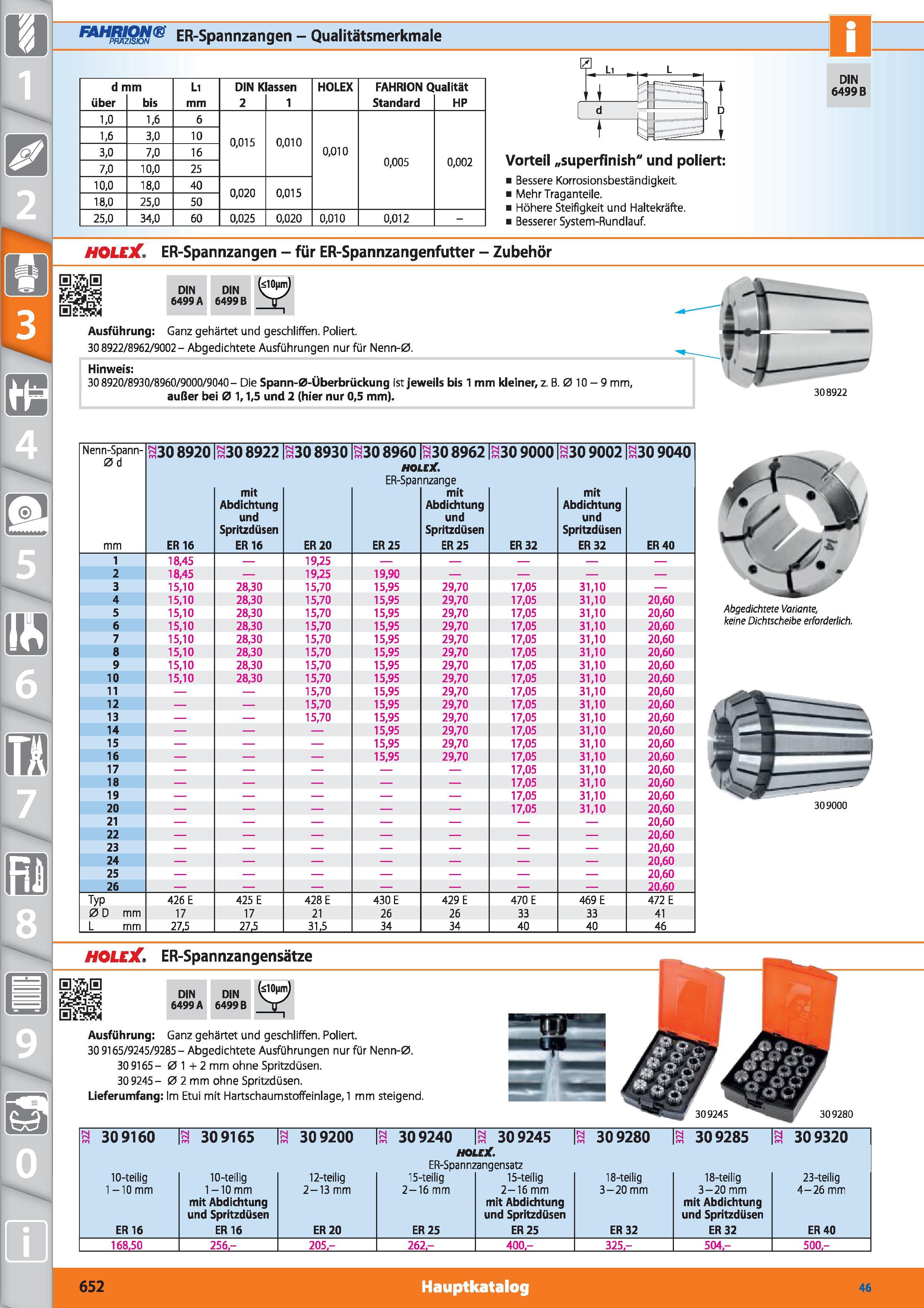 652 m 1 ER-Spannzangen - Qualitätsmerkmale d r über nm bis Li mm DIN K 2 assen 1 HOLEX FAHRION Q Standard ualität HP 1,0 1,6 6 0,015 0,010 0,010 Каталог HOFFMANN GROUP 2015 Инструмент режущий слесарный измерительный абразивный Оборудование Комплексные поставки для промышленных предприятий DEU Стр. 652
