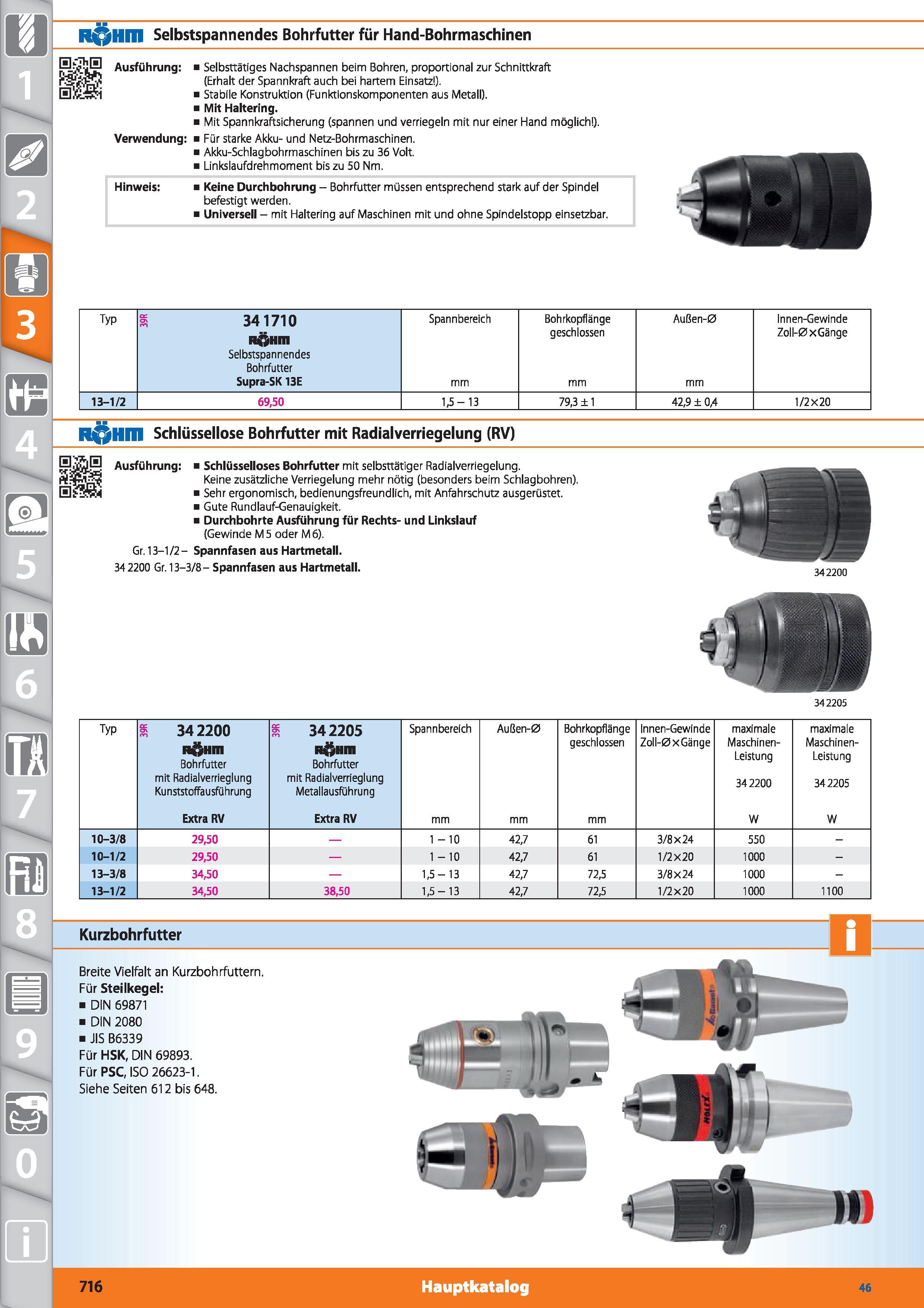 716 m 1 R iHIII Selbstspannendes Bohrfutter für Hand-Bohrmaschinen E5l E m E't, Ausführung Selbsttätiges Nachspannen beim Bohren, proportional z Каталог HOFFMANN GROUP 2015 Инструмент режущий слесарный измерительный абразивный Оборудование Комплексные поставки для промышленных предприятий DEU Стр. 716