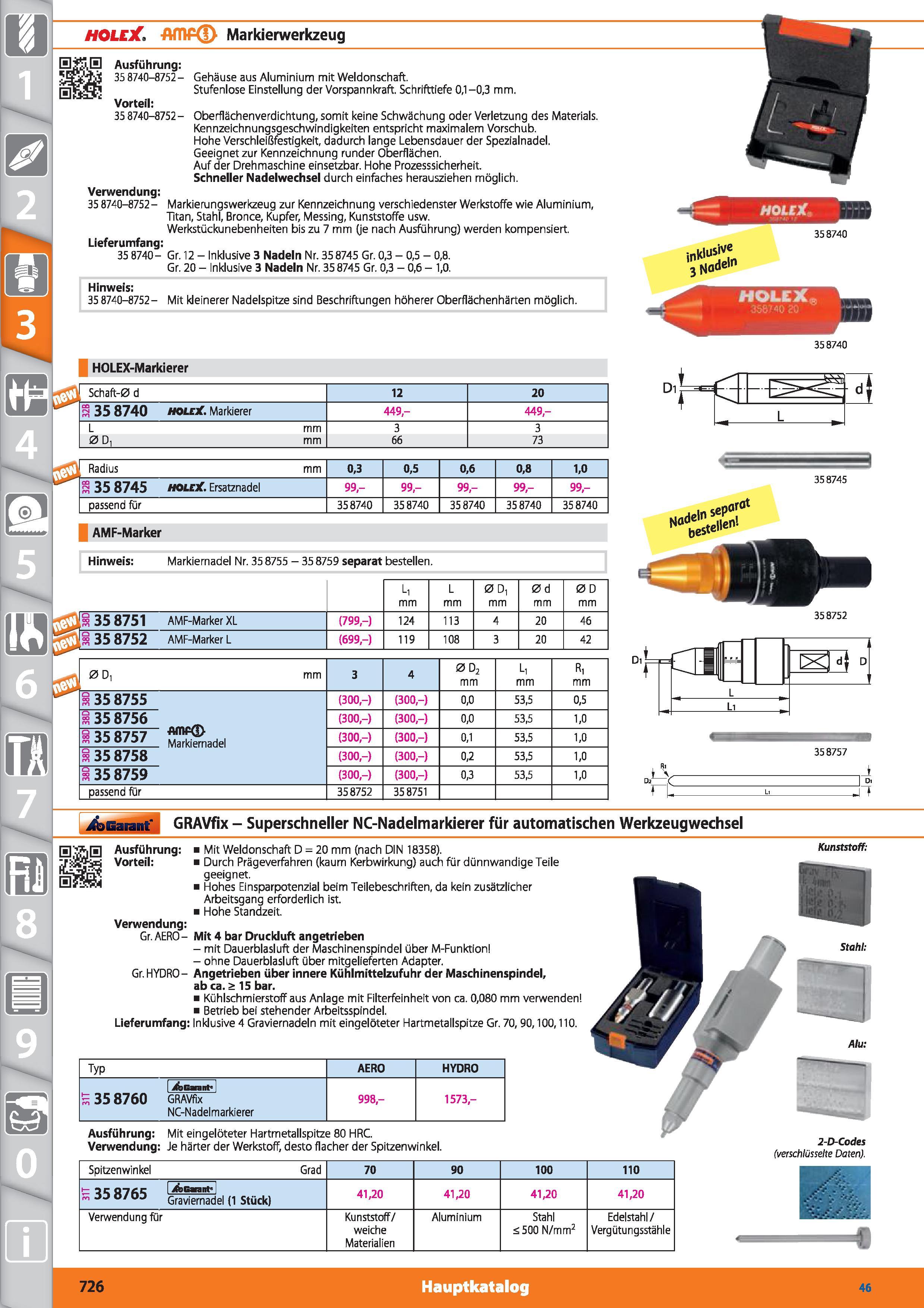 726 8 0 x MOLE/ ÄmP(D Markierwerkzeug Ausführung 35 8740-8752- Vorteil 35 8740-8752 - Verwendung 35 8740-8752- Gehäuse aus Aluminium mit Weldons Каталог HOFFMANN GROUP 2015 Инструмент режущий слесарный измерительный абразивный Оборудование Комплексные поставки для промышленных предприятий DEU Стр. 726