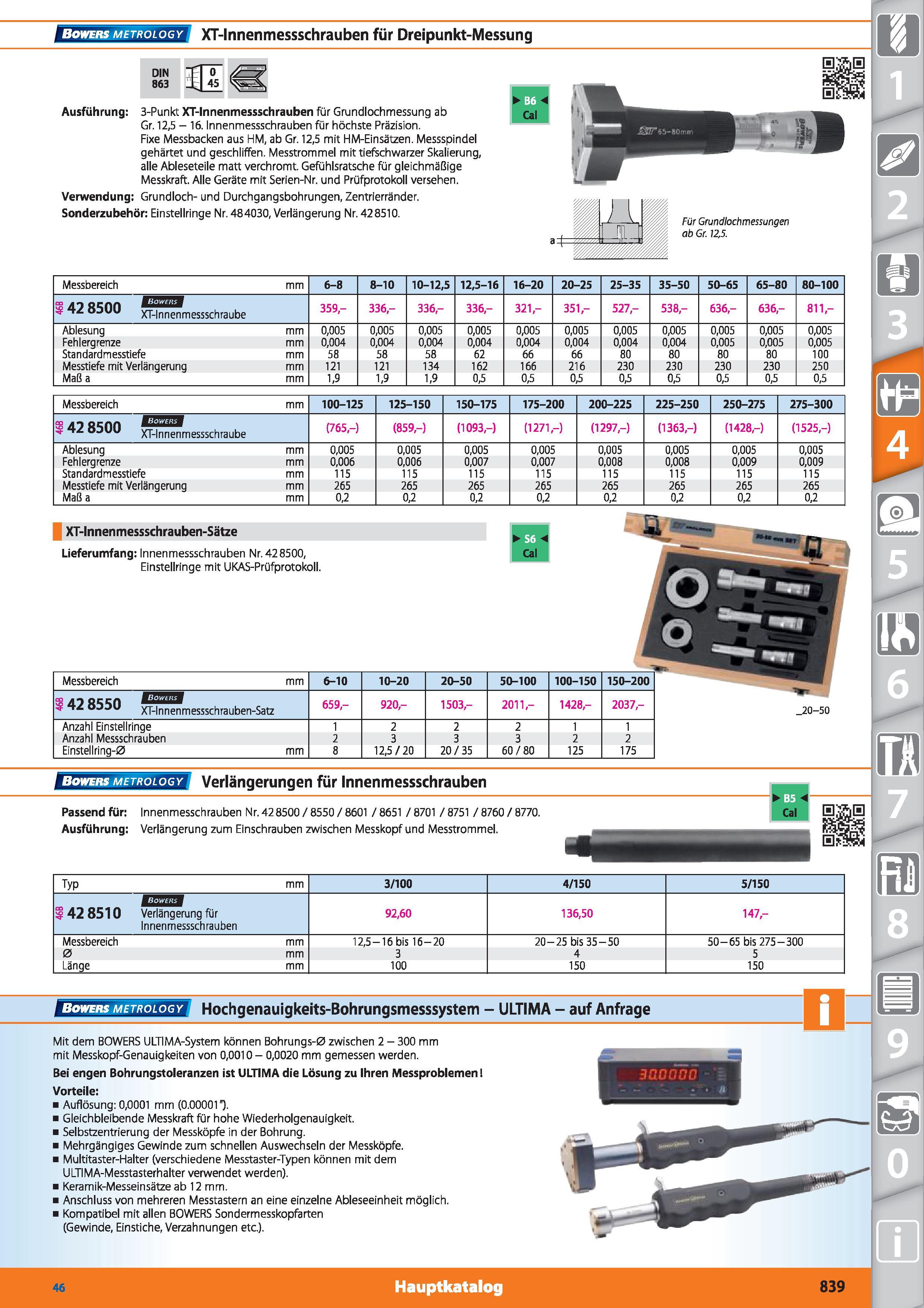 839 Bowers metrology XT-Innenmessschrauben für Dreipunkt-Messung DIN 863 3 0 45 (3 Ausführung 3-Punkt XT-Innenmessschrauben für Grundlochmessung Каталог HOFFMANN GROUP 2015 Инструмент режущий слесарный измерительный абразивный Оборудование Комплексные поставки для промышленных предприятий DEU Стр. 839