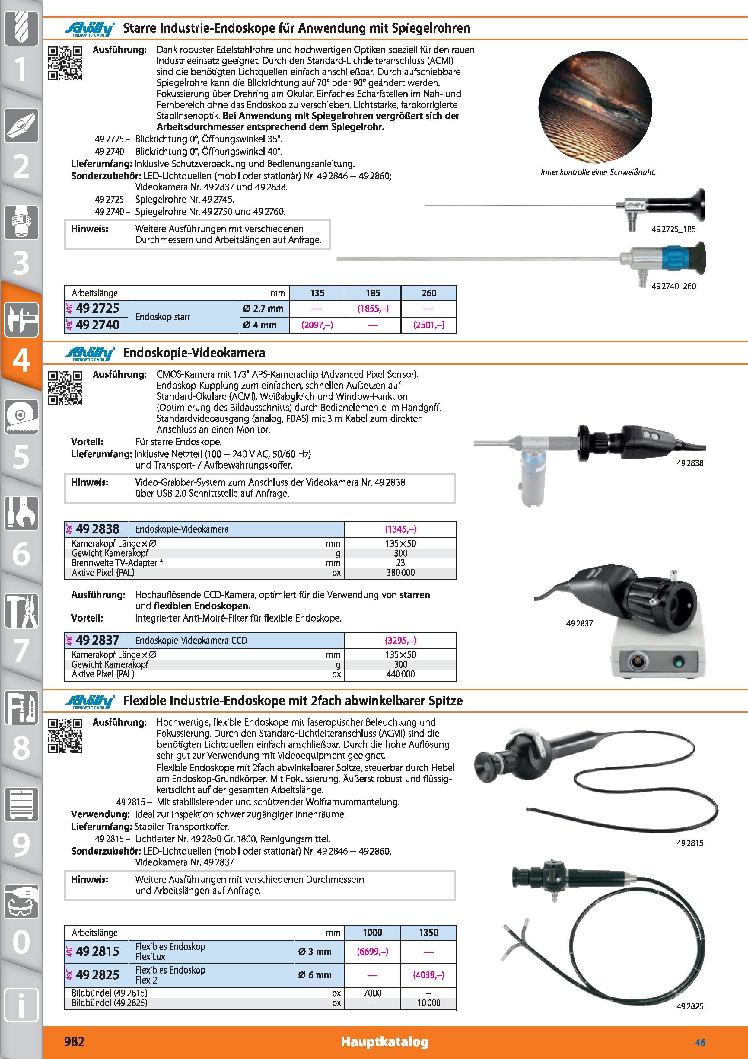 982 /chöll\i Starre Industrie-Endoskope für Anwendung mit Spiegelrohren FIBER0PT1CCNBH 1 S'vtiH Ausführung Dank robuster Edelstahlrohre und hoch Каталог HOFFMANN GROUP 2015 Инструмент режущий слесарный измерительный абразивный Оборудование Комплексные поставки для промышленных предприятий DEU Стр. 982