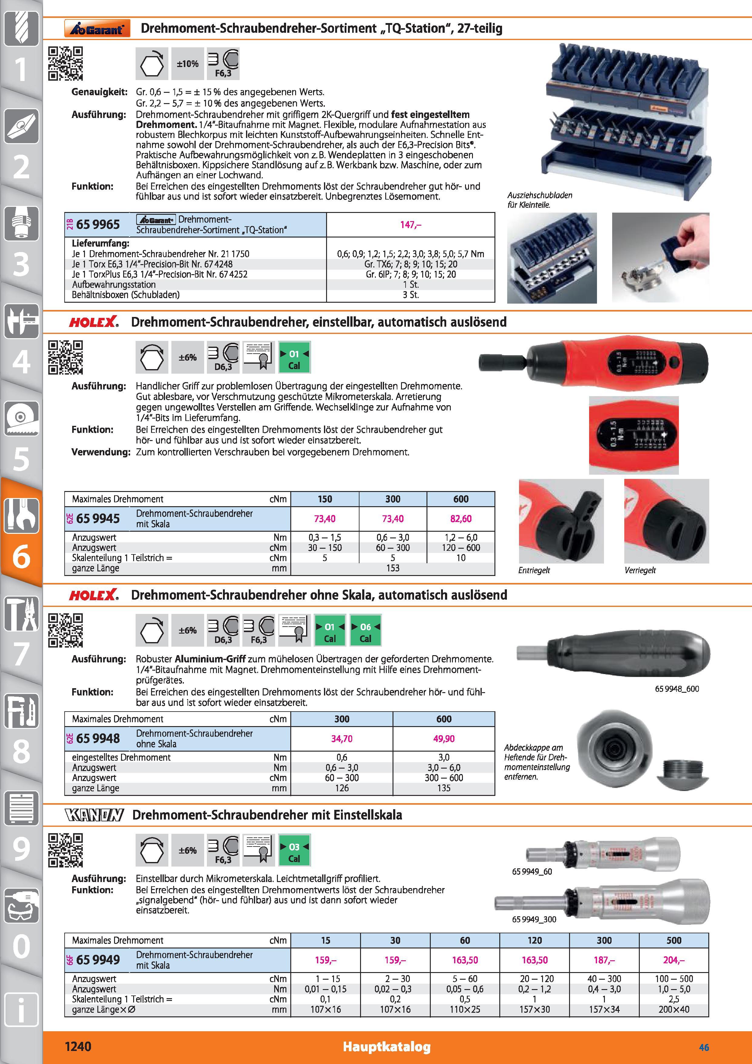 1240 jti Garant', Drehmoment-Schraubendreher-Sortiment „TQ-Station , 27-teilig 0fö0 Ö ±10% F6,3 Genauigkeit Ausführung Funktion Gr 0,6 - 1,5 = ± Каталог HOFFMANN GROUP 2015 Инструмент режущий слесарный измерительный абразивный Оборудование Комплексные поставки для промышленных предприятий DEU Стр. 1240