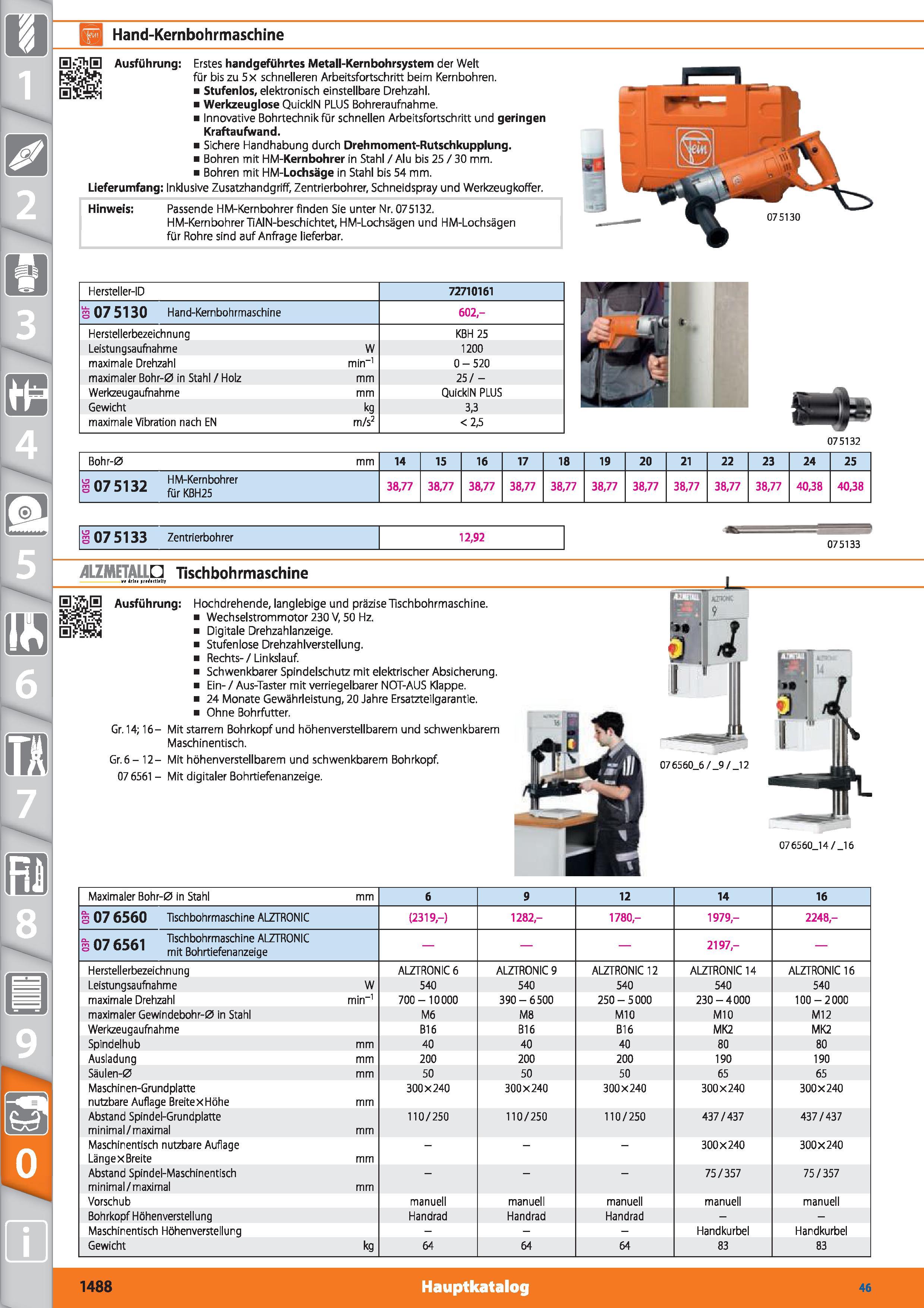 1488 H Hand-Kernbohrmaschine Ausführung Erstes handgeführtes Metall-Kernbohrsystem der Welt für bis zu 5x schnelleren Arbeitsfortschritt beim Ker Каталог HOFFMANN GROUP 2015 Инструмент режущий слесарный измерительный абразивный Оборудование Комплексные поставки для промышленных предприятий DEU Стр. 1488