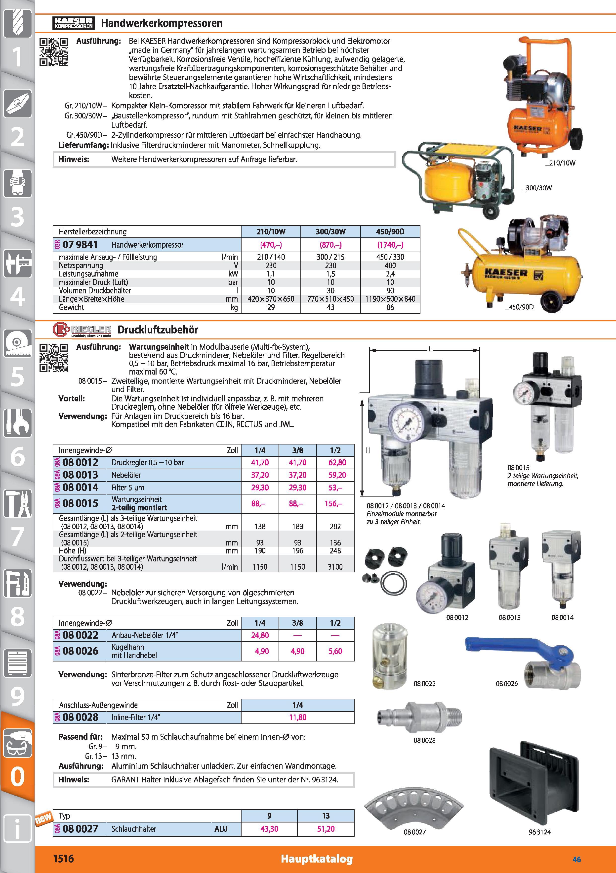 1516 Handwerkerkompressoren ipEDBiiSii Druckluftzubehör 0 Ausführung Wartungseinheit in Modulbauserie (Multi-fix-System), bestehend aus Druckmind Каталог HOFFMANN GROUP 2015 Инструмент режущий слесарный измерительный абразивный Оборудование Комплексные поставки для промышленных предприятий DEU Стр. 1516