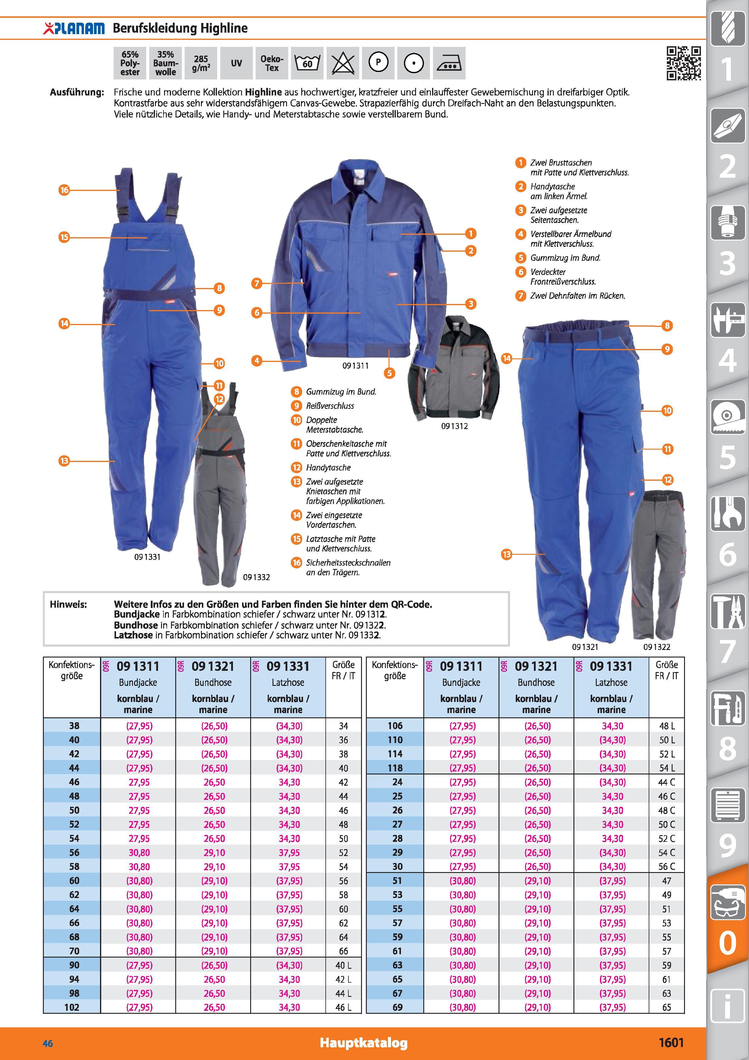 1601 XPlflnnm Berufskleidung Highline 65% Poly- ester 35% Baum- wolle 285 g/m3 UV Oeko- Tex Veo Ä O Ausführung Frische und moderne Kollektion Hig Каталог HOFFMANN GROUP 2015 Инструмент режущий слесарный измерительный абразивный Оборудование Комплексные поставки для промышленных предприятий DEU Стр. 1601