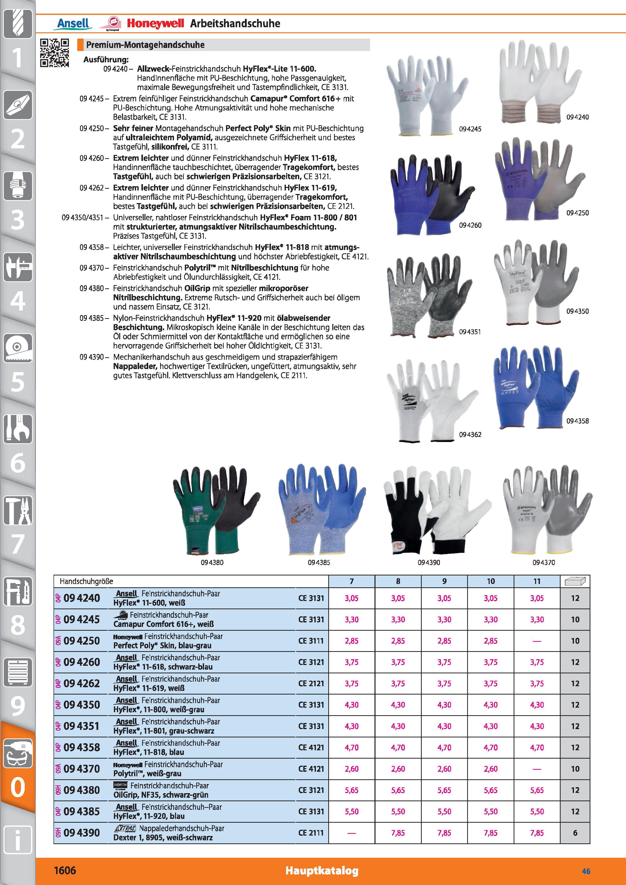 1606 Ansell Honeywell Arbeitshandschuhe tjMai Rf ri Premium-Montagehandschuhe Ausführung 094240- Allzweck-Feinstrickhandschuh HyFiex -Lite 11-600 Каталог HOFFMANN GROUP 2015 Инструмент режущий слесарный измерительный абразивный Оборудование Комплексные поставки для промышленных предприятий DEU Стр. 1606