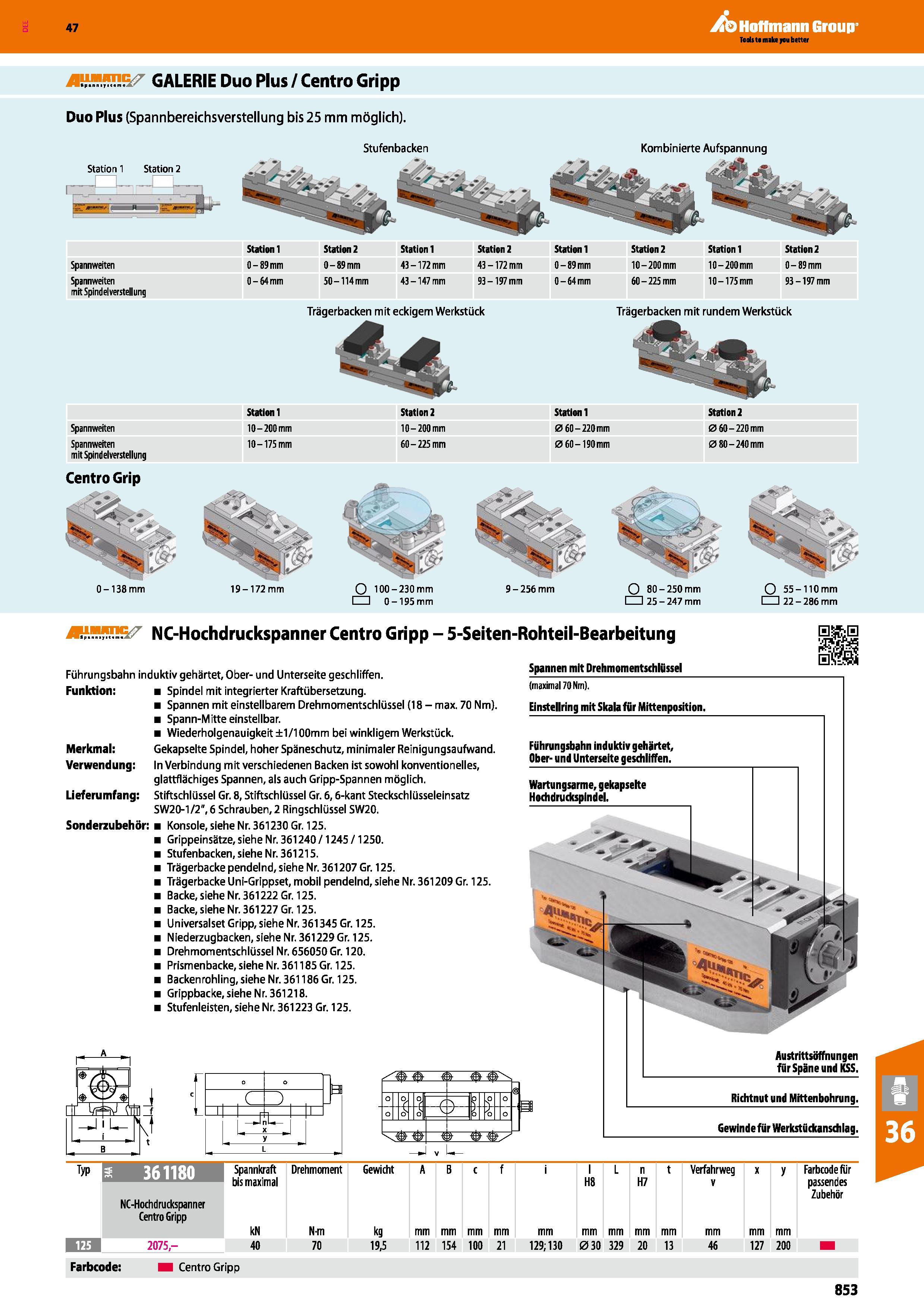 853 GALERIE Duo Plus / Centro Gripp Duo Plus (Spannbereichsverstellung bis 25 mm möglich) Stufenbacken Station 1 Station 2 Kombinierte Aufspannung St Каталог HOFFMANN GROUP 2016 Режущий инструмент и инструментальная оснастка для металлообрабатывающего промышленного оборудования 47 версия издания Стр. 853 DEU