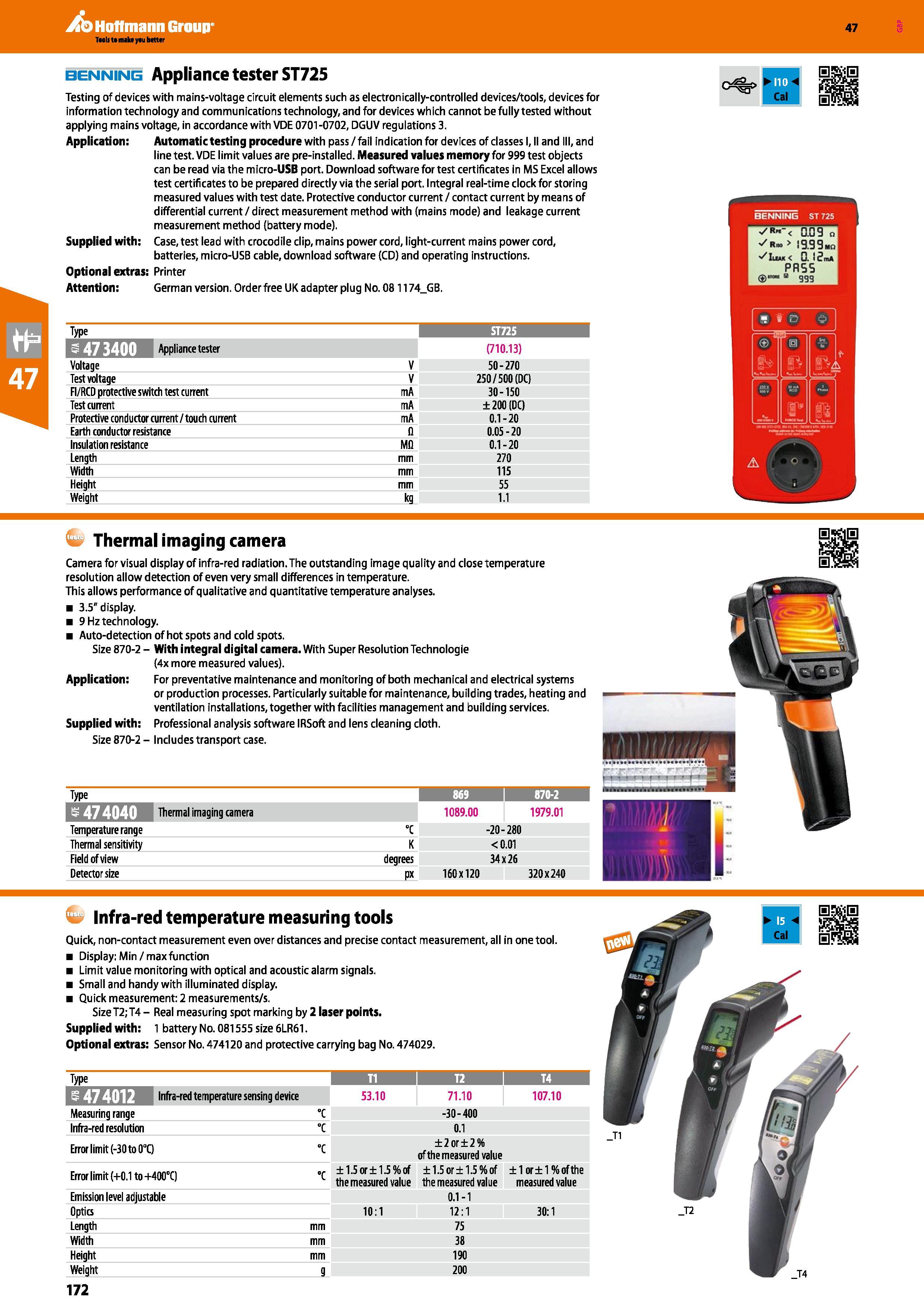 172 Hoffmann Group 47 benning Appliance tester ST725 Testing of devices with mains-voltage circuit elements such as electronically-controlled devices Каталог HOFFMANN GROUP 2016 Ручной слесарно-монтажный и измерительный инструмент и оборудование от комплексного поставщика промышленных предприятий Вер. 47 Англ. Стр. 172