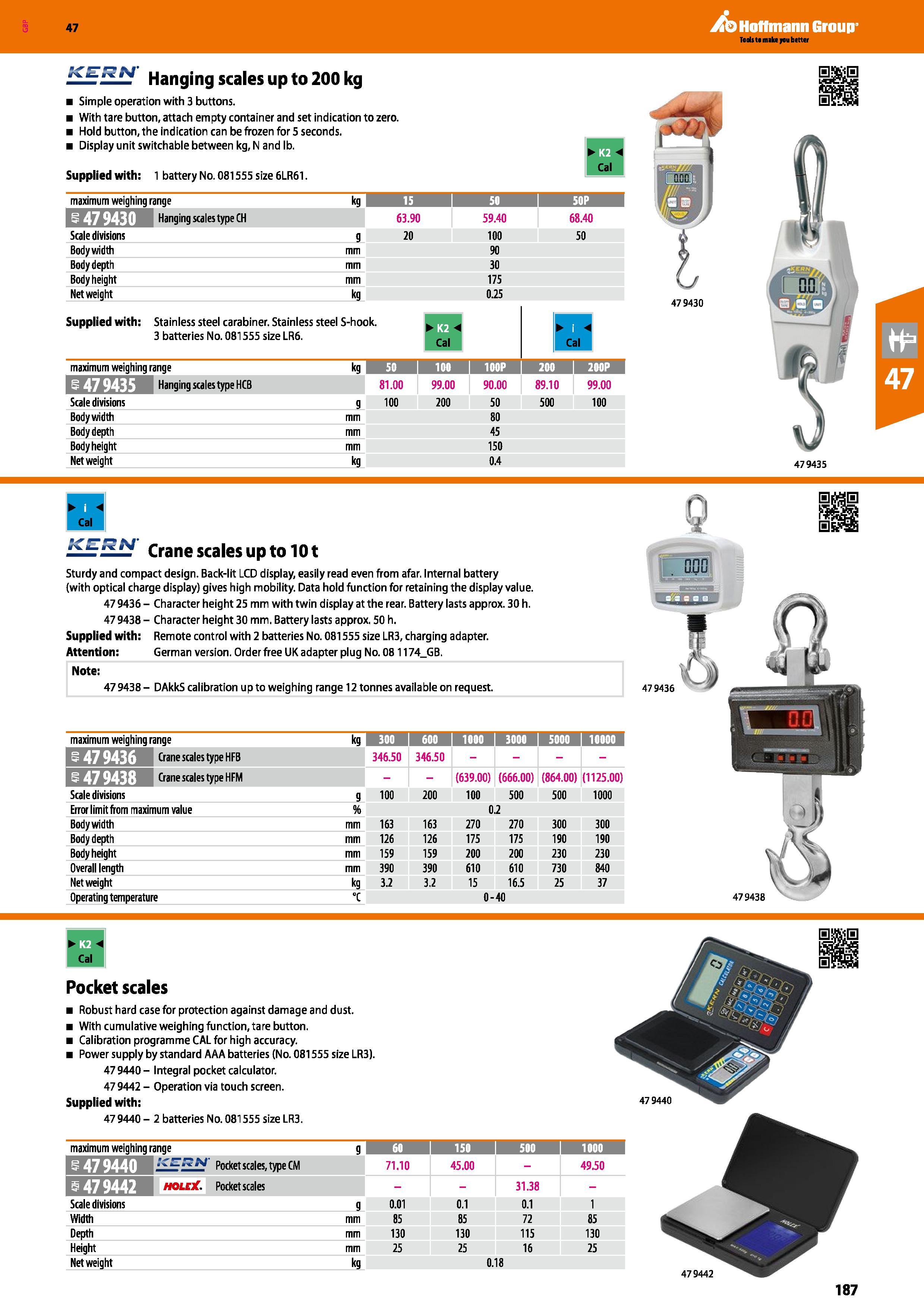187 Hoffmann Group 47 : r N Hanging scales up to 200 kg Simple operation with 3 buttons With tare button, attach empty container and set indication t Каталог HOFFMANN GROUP 2016 Ручной слесарно-монтажный и измерительный инструмент и оборудование от комплексного поставщика промышленных предприятий Вер. 47 Англ. Стр. 187