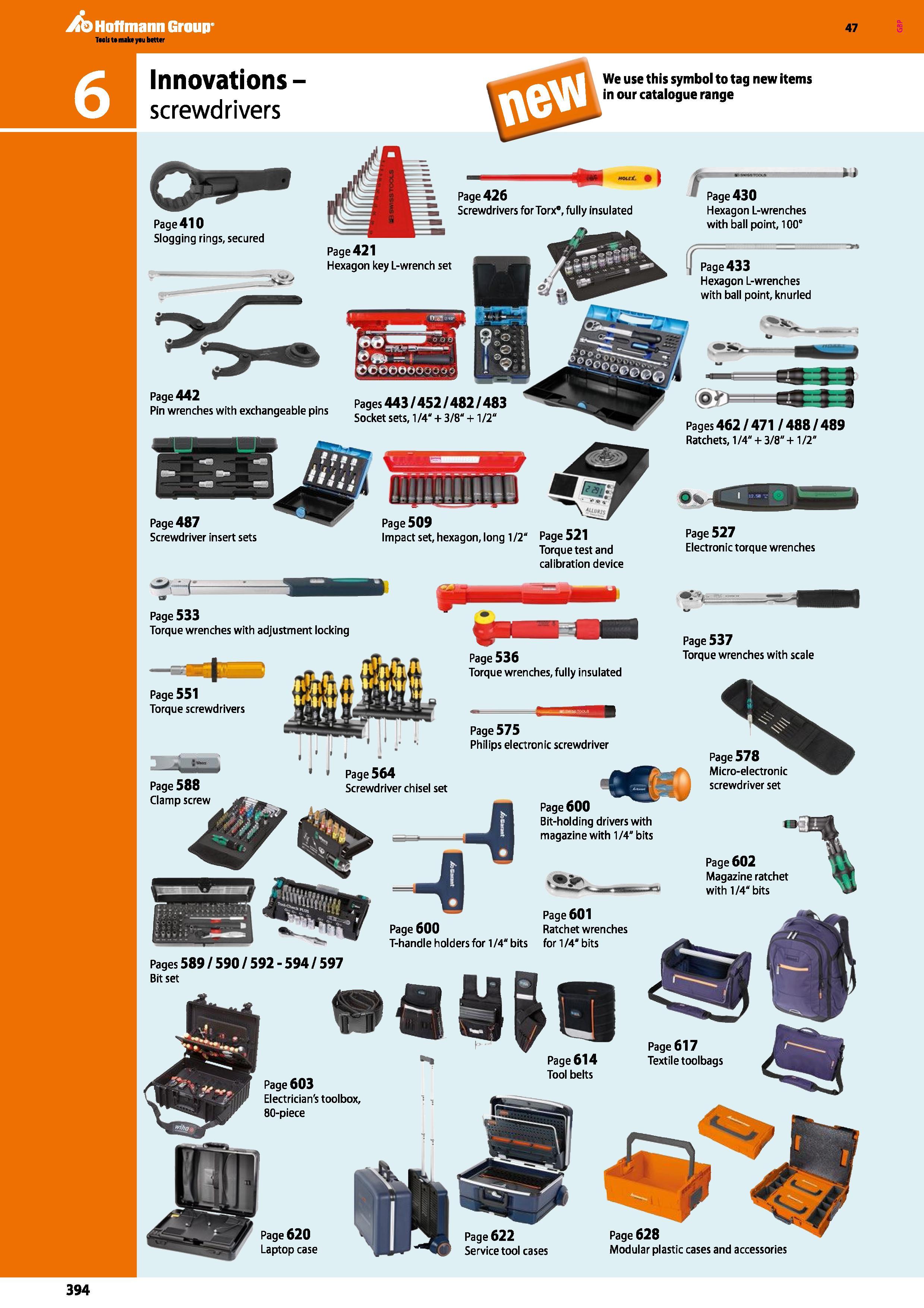 394 Hoffmann Group 47 T0: Innovations- We use this symbol to tag new items TV\) V in our catalogue range screwdrivers Page 410 Slogging rings, secure Каталог HOFFMANN GROUP 2016 Ручной слесарно-монтажный и измерительный инструмент и оборудование от комплексного поставщика промышленных предприятий Вер. 47 Англ. Стр. 394