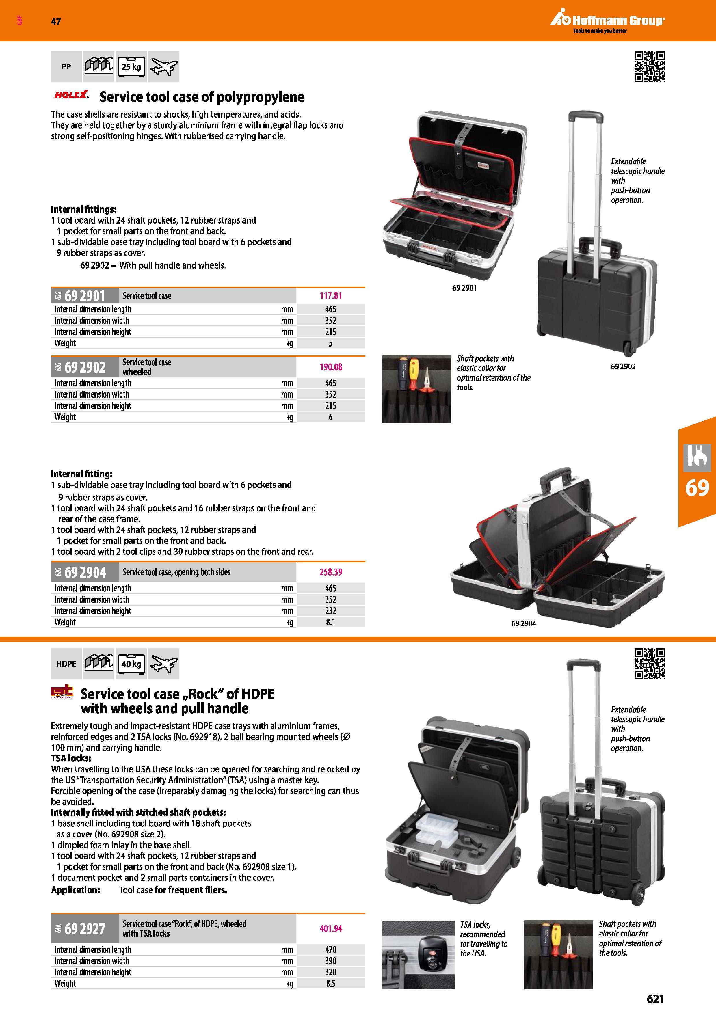 621 Hoffmann Group 47 hole Service tool case of polypropylene The case shells are resistant to shocks, high temperatures, and acids They are held tog Каталог HOFFMANN GROUP 2016 Ручной слесарно-монтажный и измерительный инструмент и оборудование от комплексного поставщика промышленных предприятий Вер. 47 Англ. Стр. 621