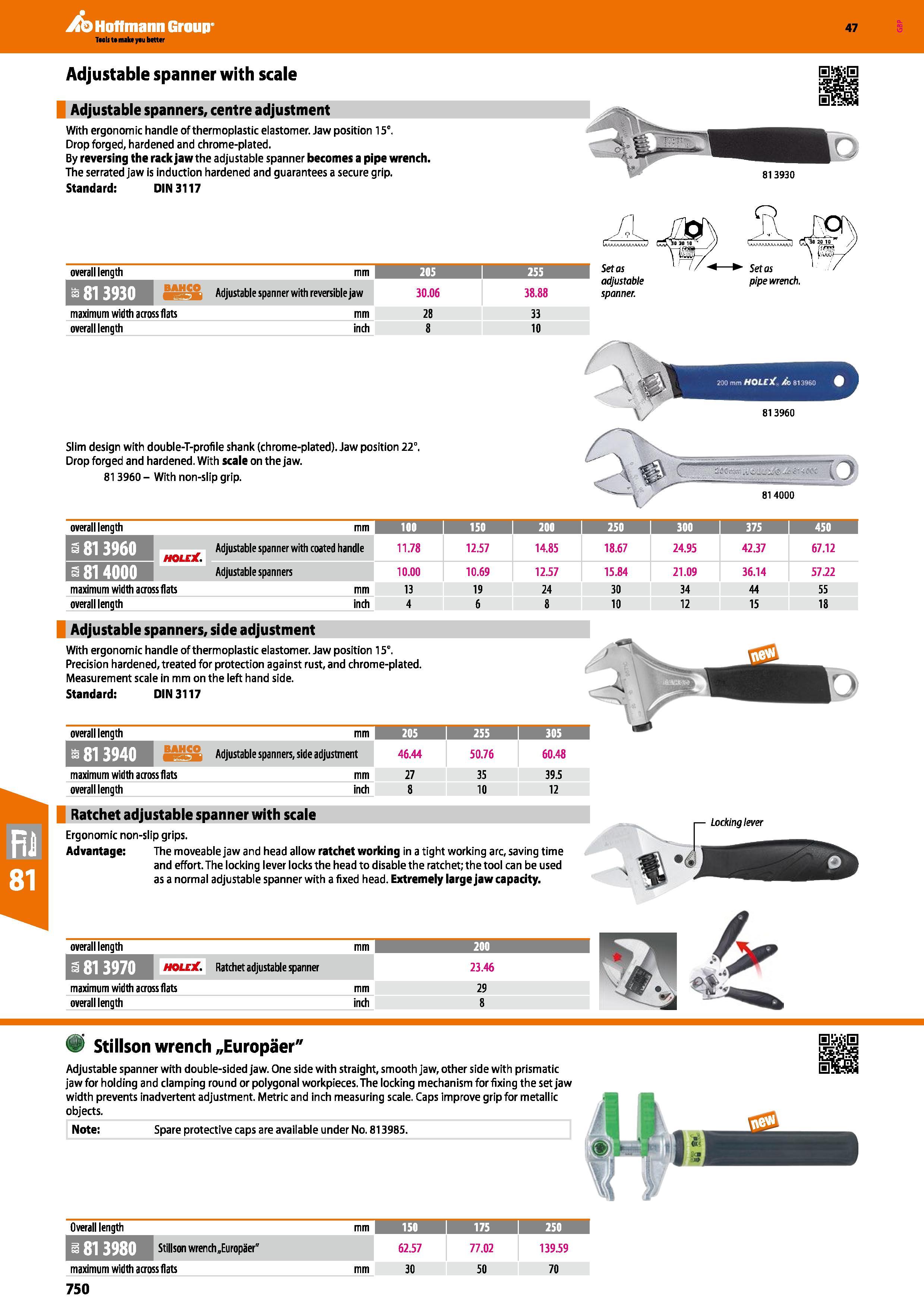 750 Hoffmann Group 47 Adjustable spanner with scale Adjustable spanners, centre adjustment With ergonomic handle of thermoplastic elastomer Jaw posit Каталог HOFFMANN GROUP 2016 Ручной слесарно-монтажный и измерительный инструмент и оборудование от комплексного поставщика промышленных предприятий Вер. 47 Англ. Стр. 750